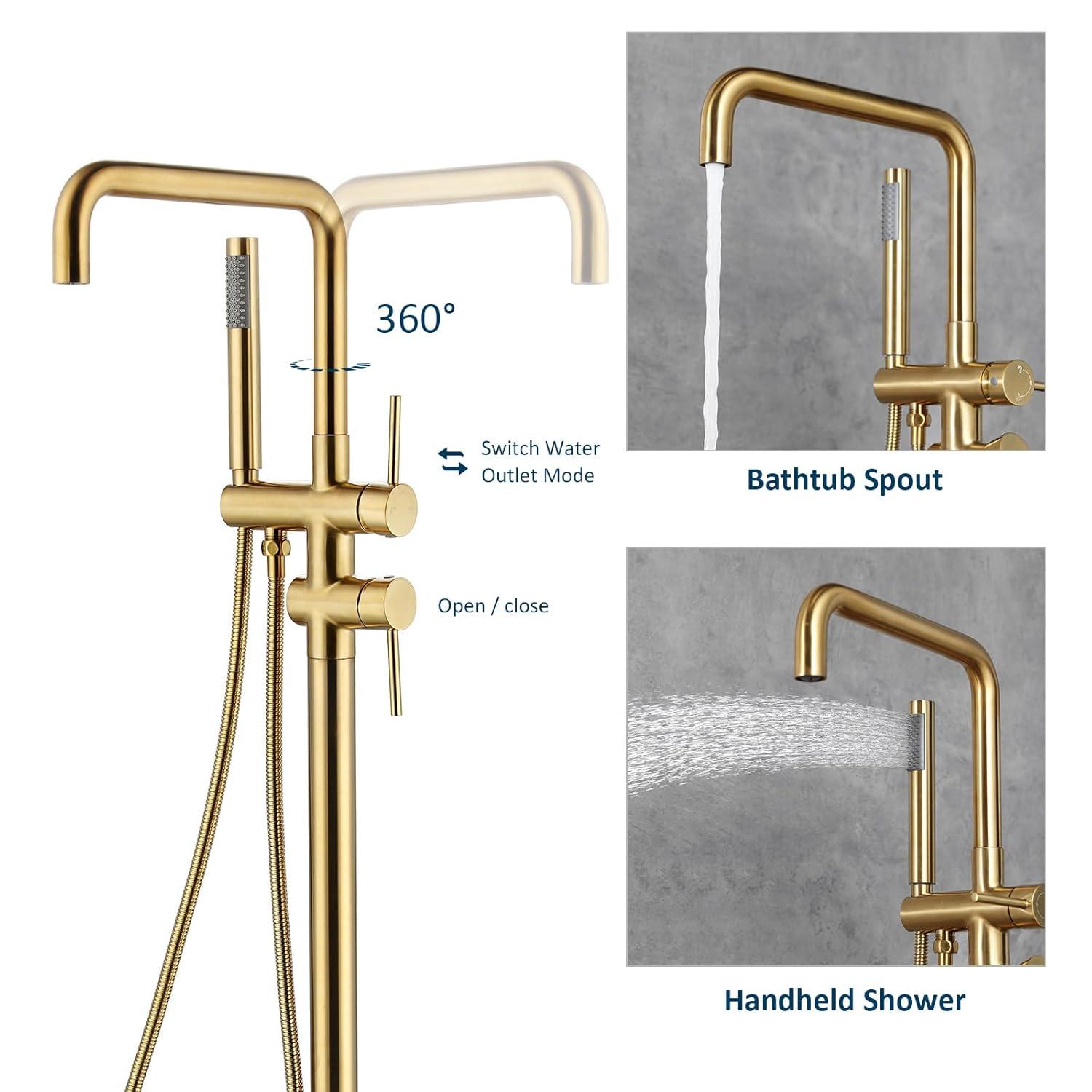 PENGFANG WORLDWIDE LLC Double Handle Floor Mounted Tub Filler With Handshower P017MBTF