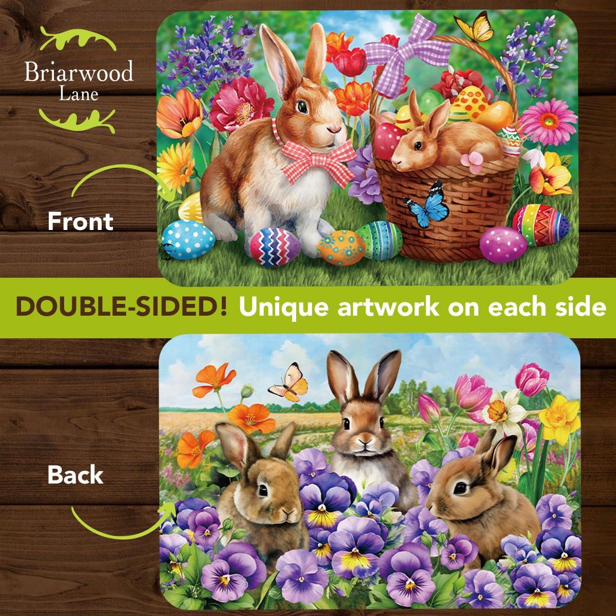 Briarwood Lane Spring Easter Double Sided Placemat (4-pack) 17x11.25 Bunnies and Basket For Easter Placemat