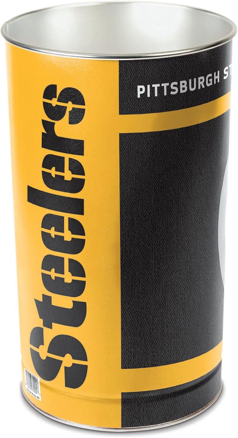 Pittsburgh Steelers Black and Yellow Metal Wastebasket