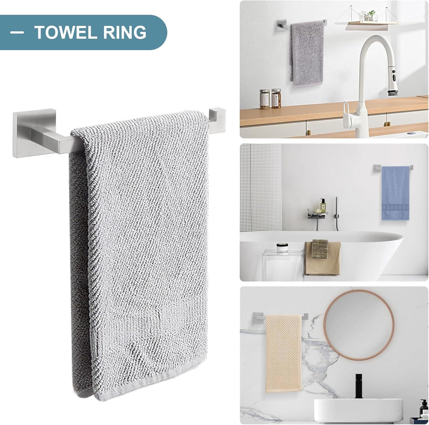 AUMIY  5 pcs Bathroom Hardware Accessories Set  Stainless Steel  Towel Bar Set  Includes  Towel Bar  Toilet Paper Holder  Hand Towel Holder And 2*Towel Hooks  Wall Mounted