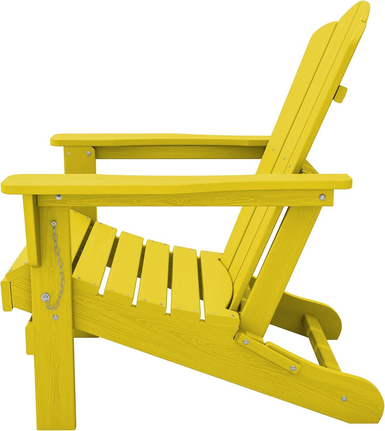 Yellow HDPE Folding Adirondack Chair Set of 2