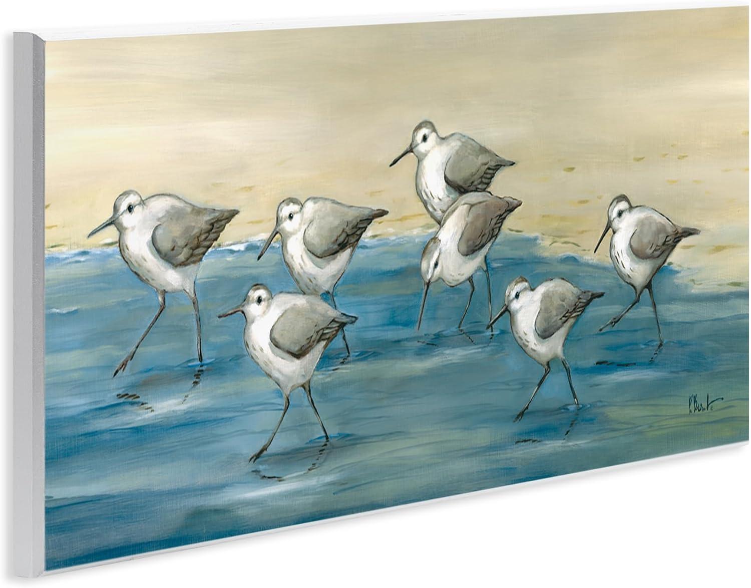 Stupell Industries Sandpiper Bird Flock Beach Shoreline Painting Unframed Art Print Wall Art, Design by Paul Brent