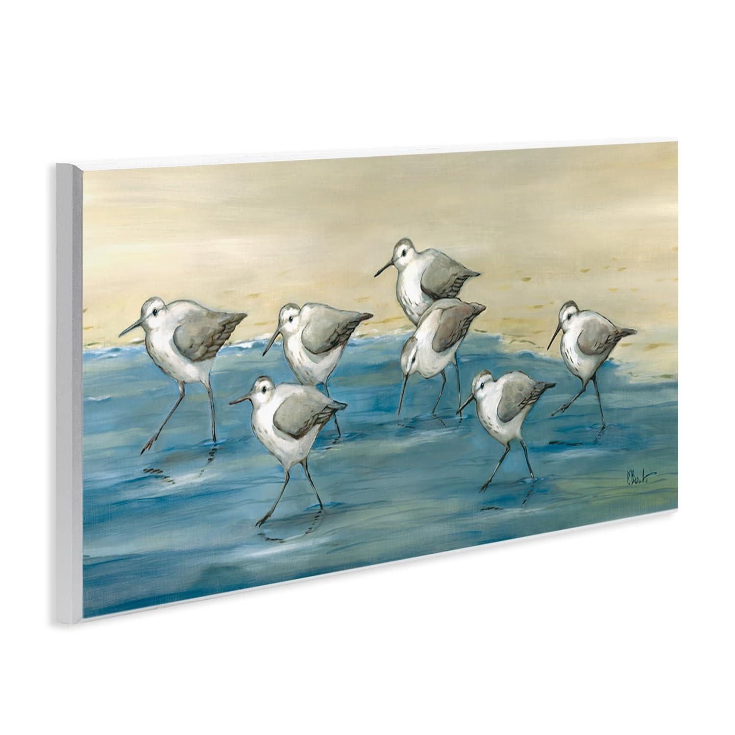 Stupell Industries Sandpiper Bird Flock Beach Shoreline Painting Unframed Art Print Wall Art, Design by Paul Brent