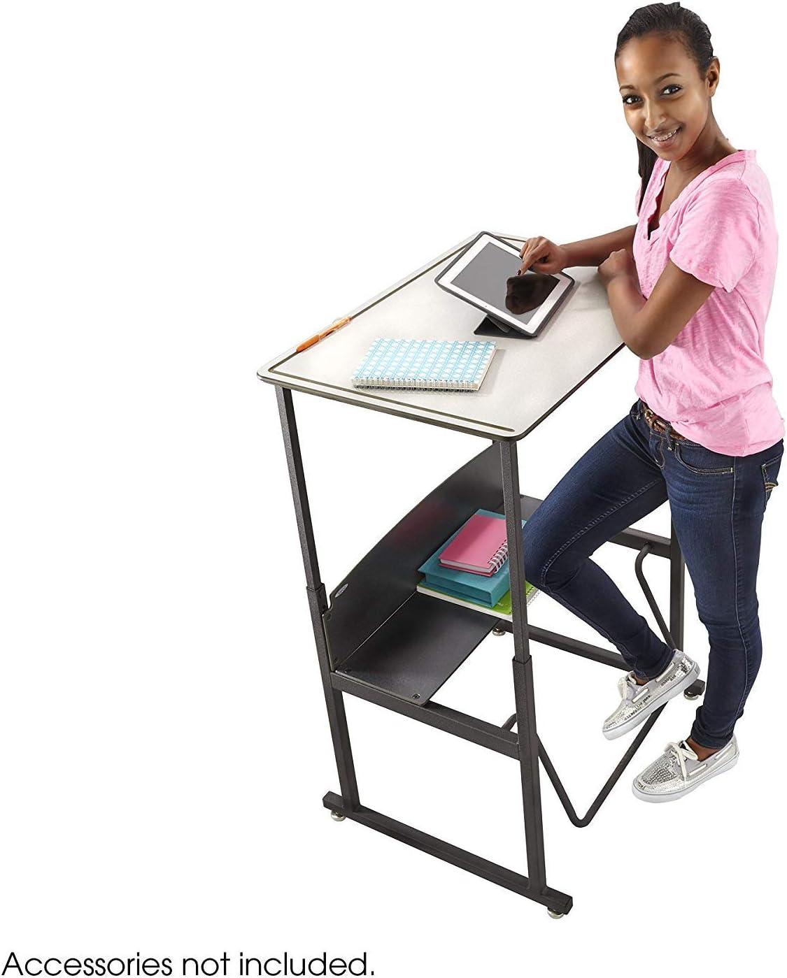 ErgoActive Black Steel Adjustable Height Standing Desk with Pendulum Footrest