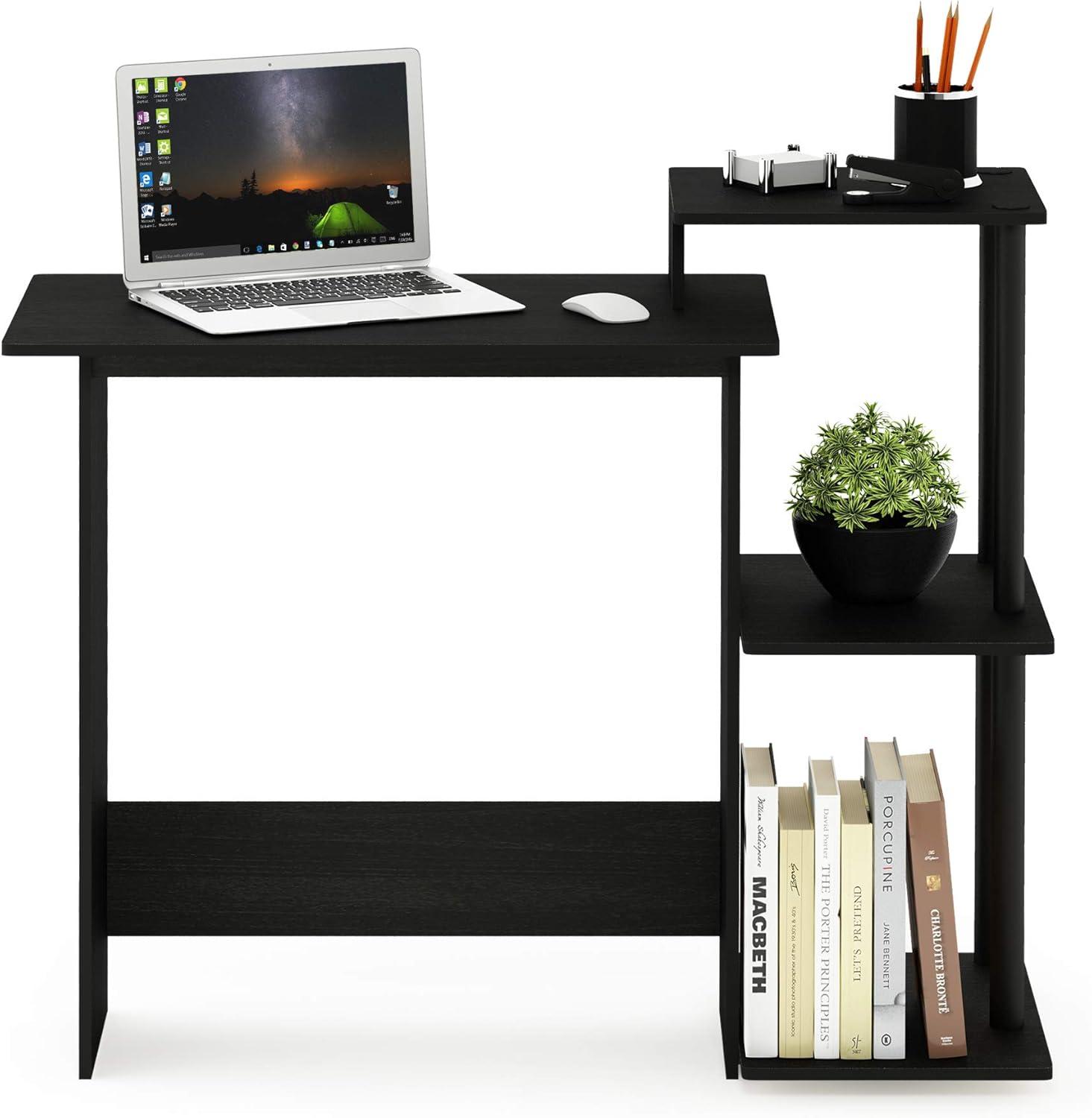 Furinno Modern Computer Desk Home Office Writing Study Laptop Table Workstation with CPU Stand & Open Storage Bookshelf,Americano/Black