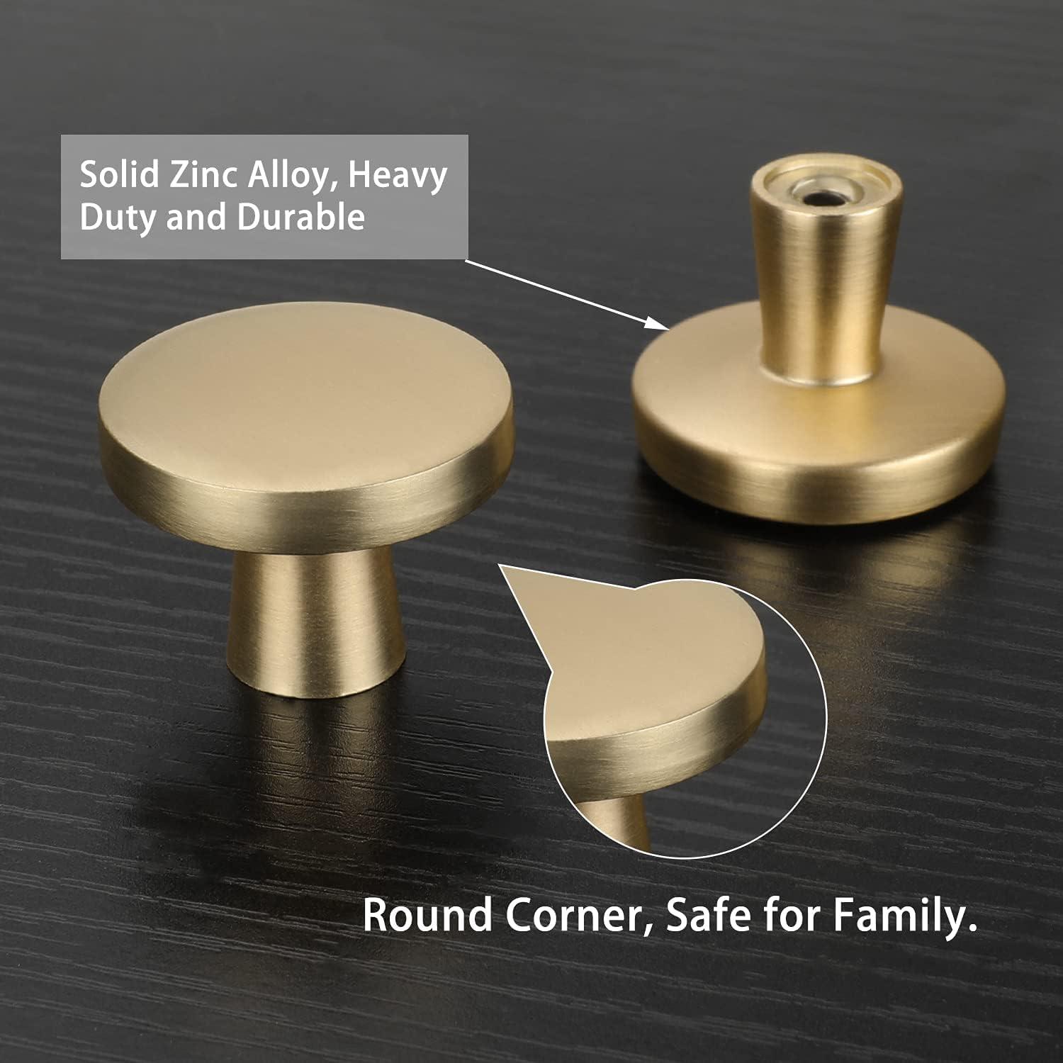 Brushed Brass Round Knurled Cabinet Knob Set