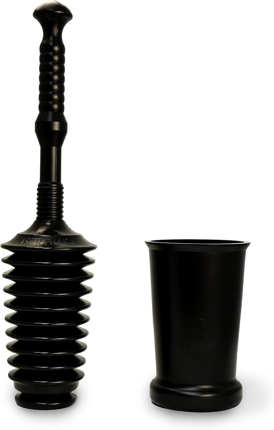 Master Plunger MP500-3TB Heavy Duty Bathroom Toilet Plunger Kit with Tall Bucket. Equipped with Air Release Valve, Black