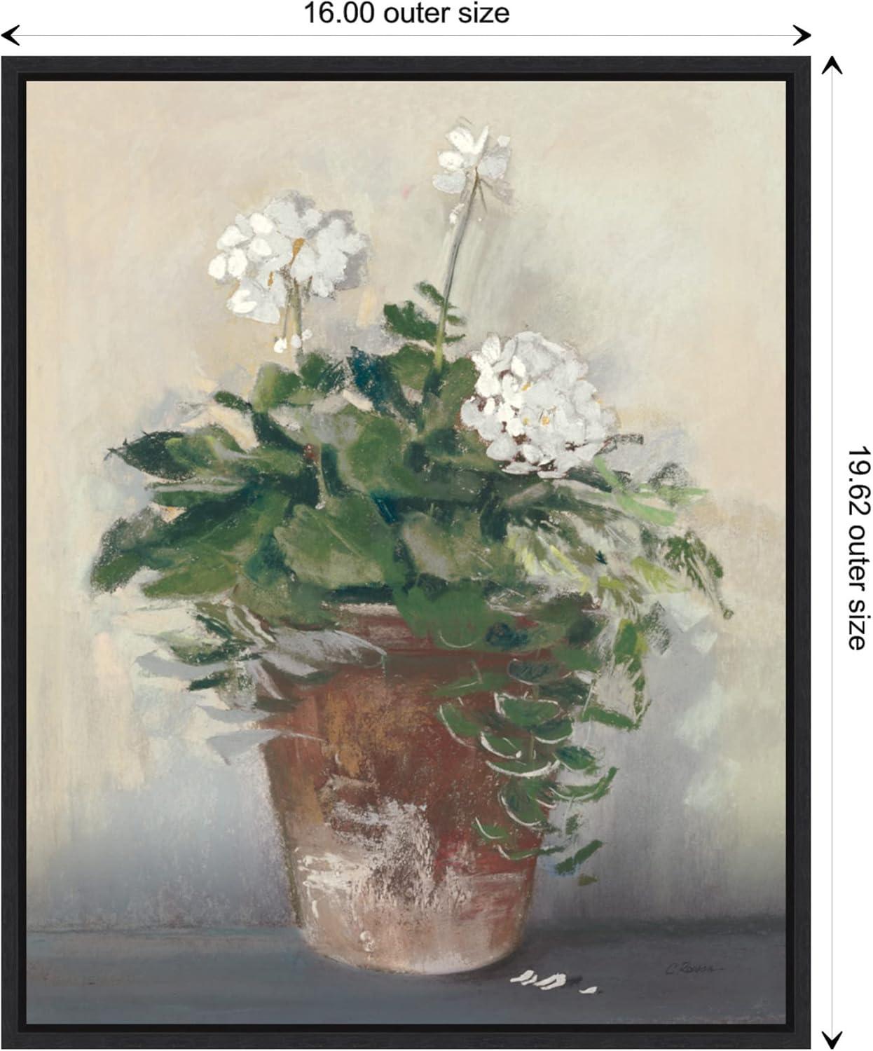 Amanti Art Pot of White Geraniums by Carol Rowan Framed Canvas Wall Art