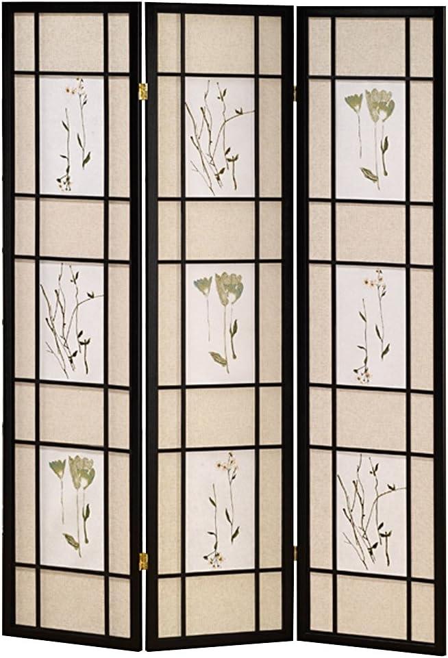 Natural Black Pine Wood 3-Panel Shoji Screen Divider