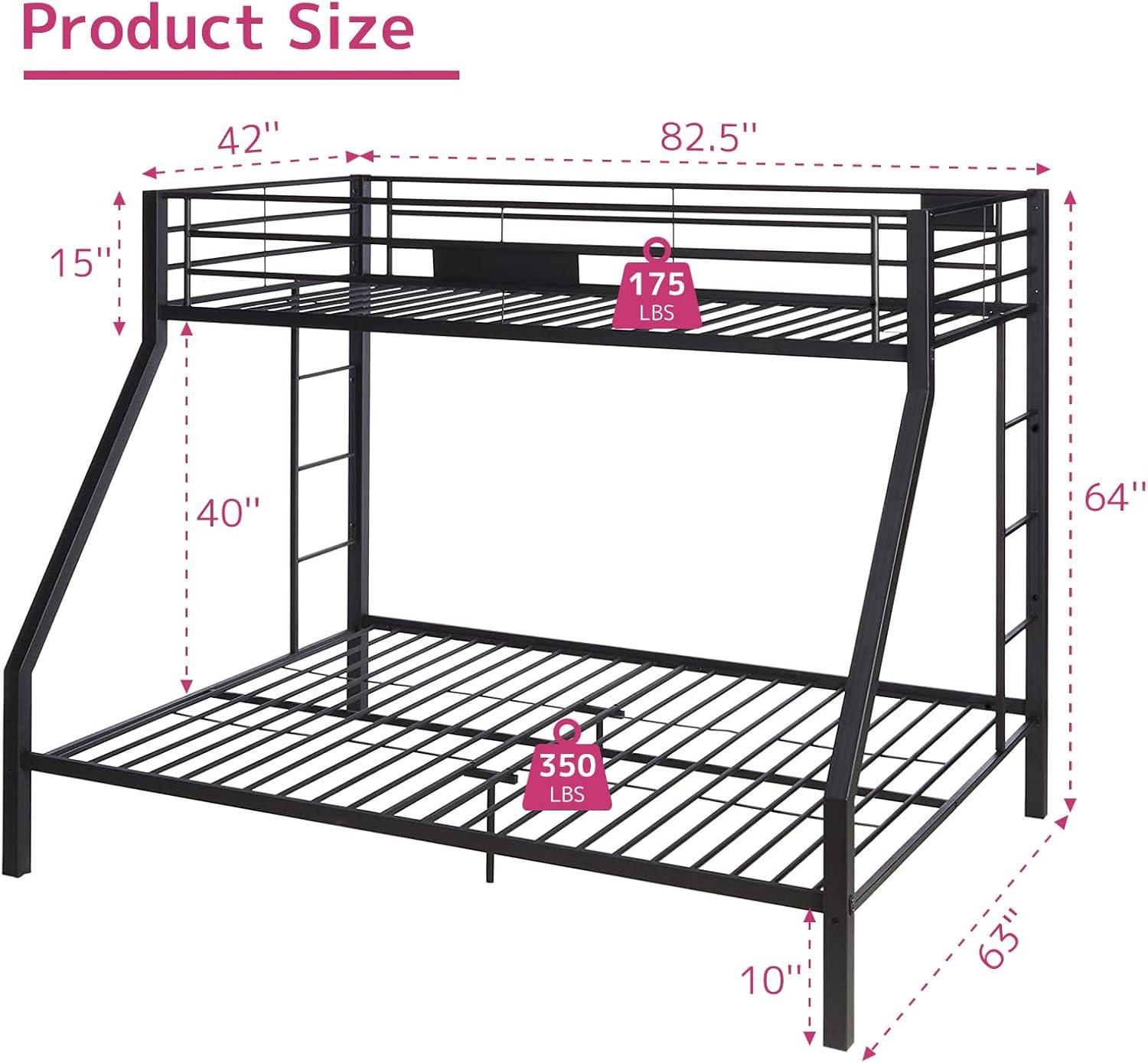 ACME Limbra Twin XL/Queen Bunk Bed Frame w/ Ladders & Guardrail, Black Sand