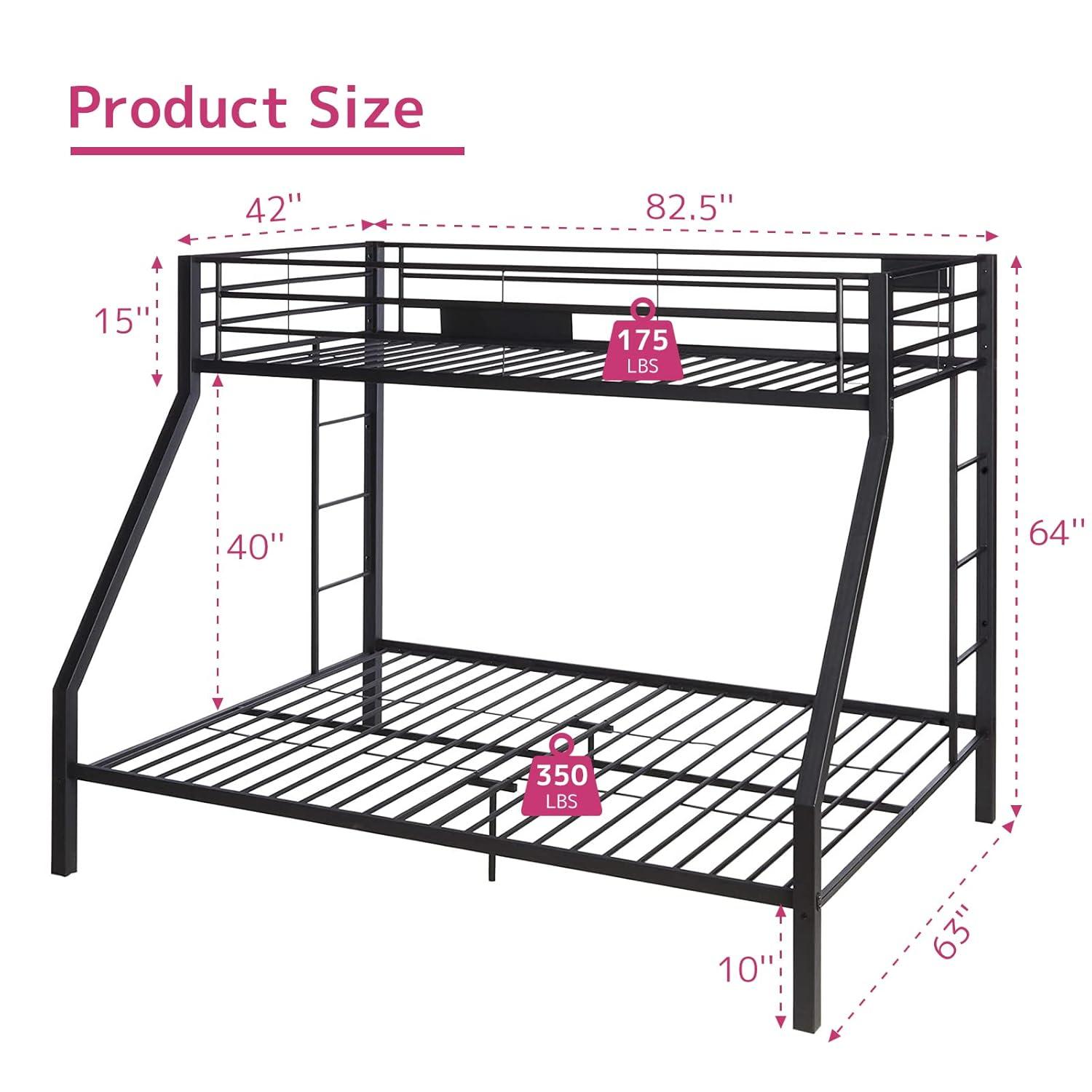 ACME Limbra Twin XL/Queen Bunk Bed Frame w/ Ladders & Guardrail, Black Sand