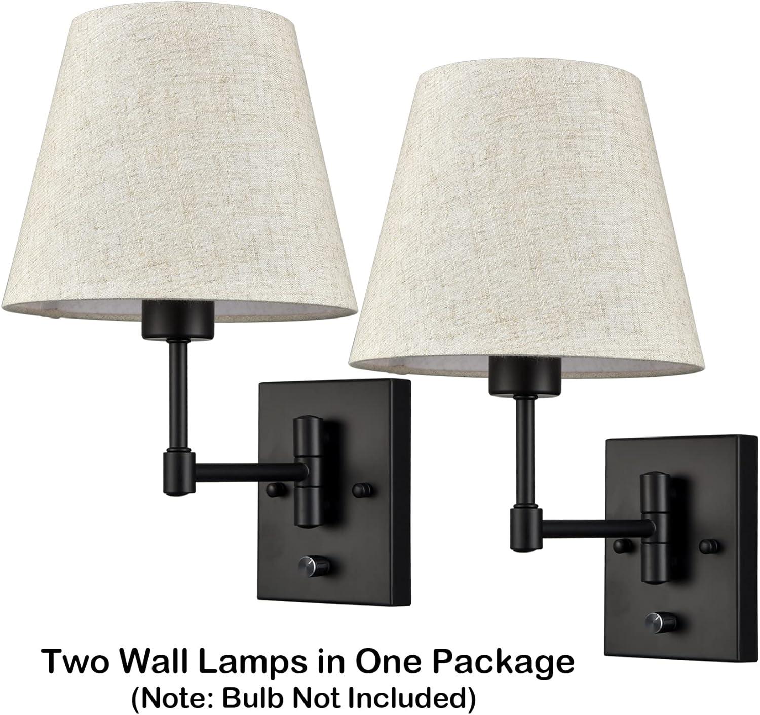 Plug in Wall Sconces Set of Two Black Swing Arm Wall Lamp