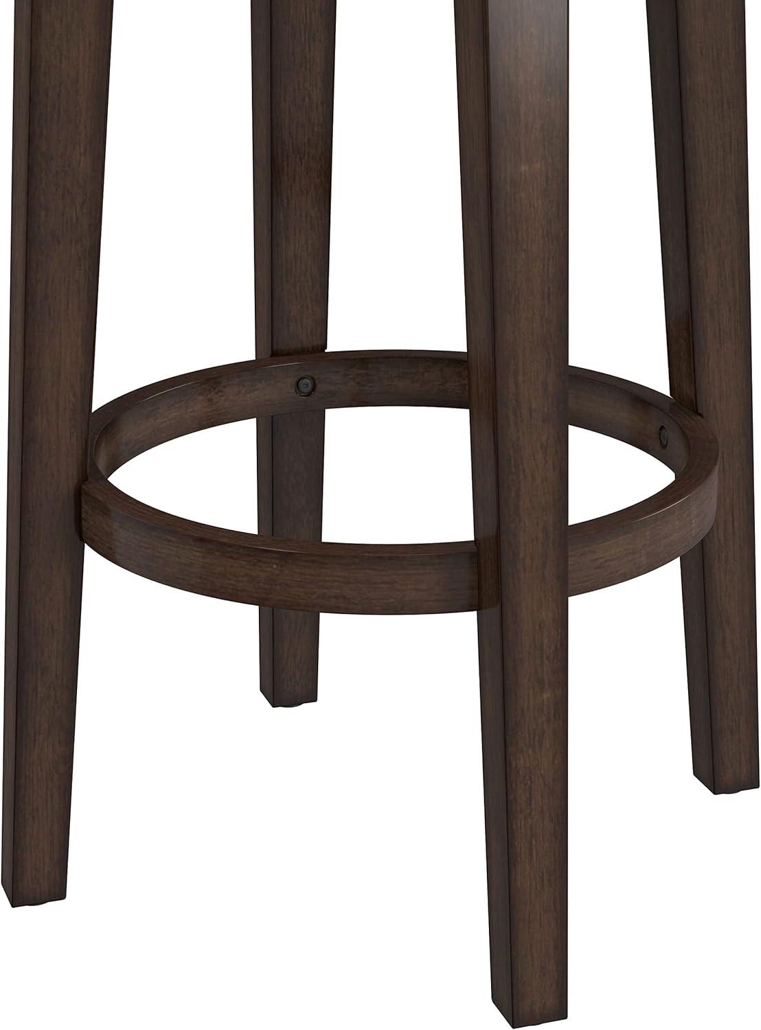 Dark Brown Backless Swivel Wood Bar Stool