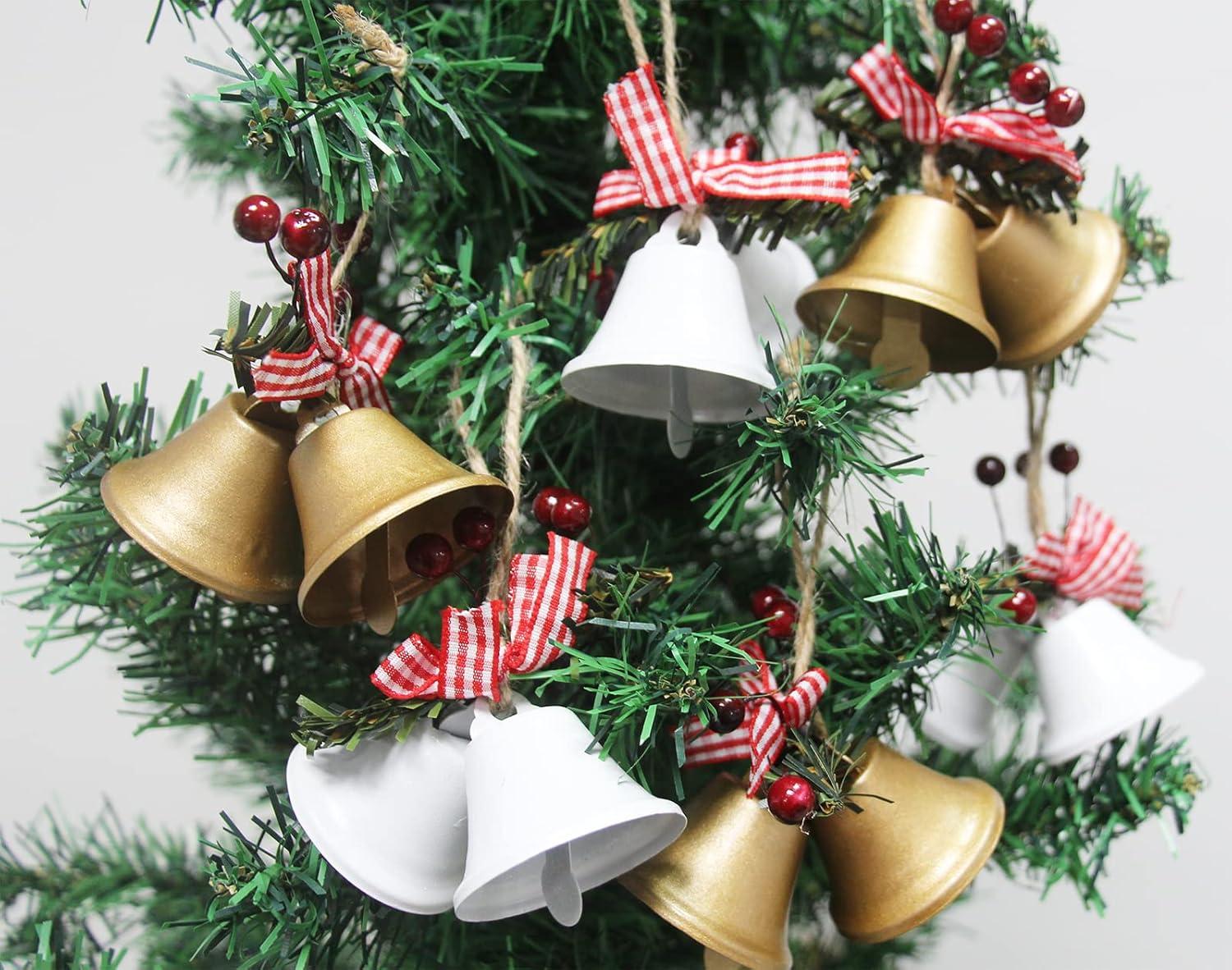 6PcsRedChristmasBells,TreeHangingOrnamentMetalJingleBellsforChristmasHolidayDecoration(6,Gold)