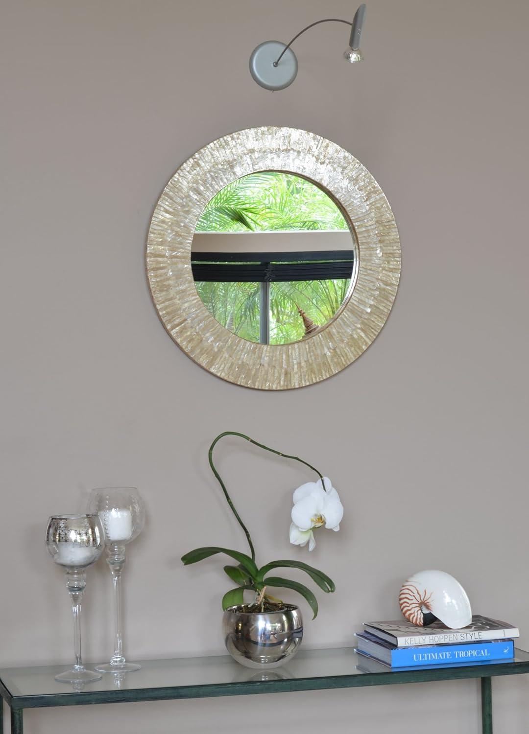 24" Gold Capiz Seashell Round Wall Mirror