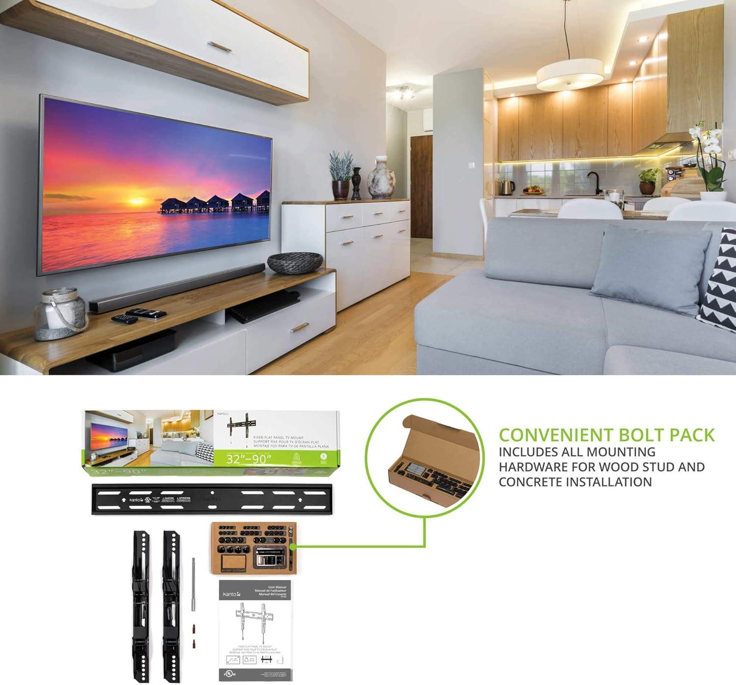 Kanto Black Fixed Wall Mount for Greater than 50" Screens Holds up to 150 lbs | Wayfair