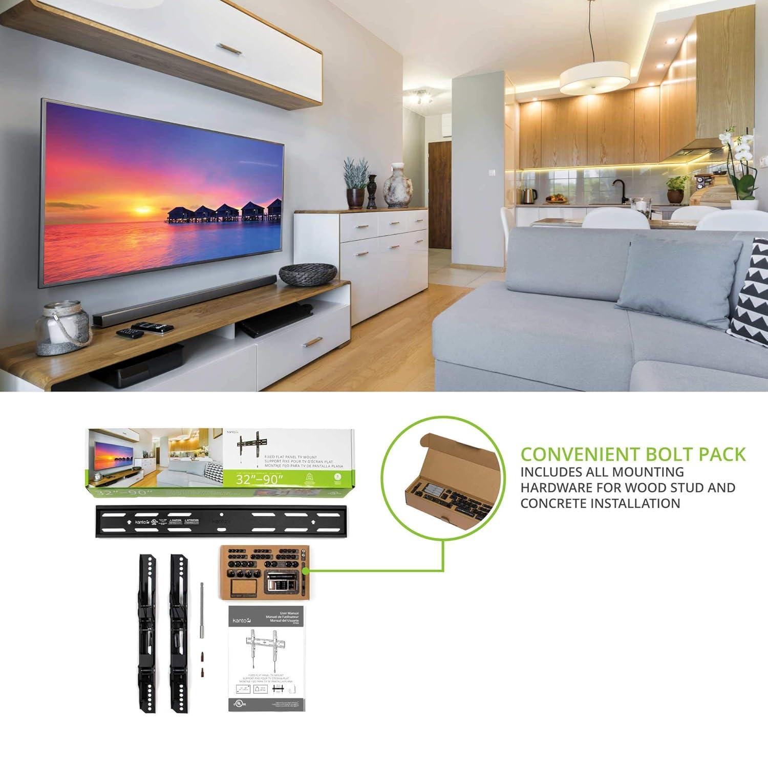 Kanto Black Fixed Wall Mount for Greater than 50" Screens Holds up to 150 lbs | Wayfair