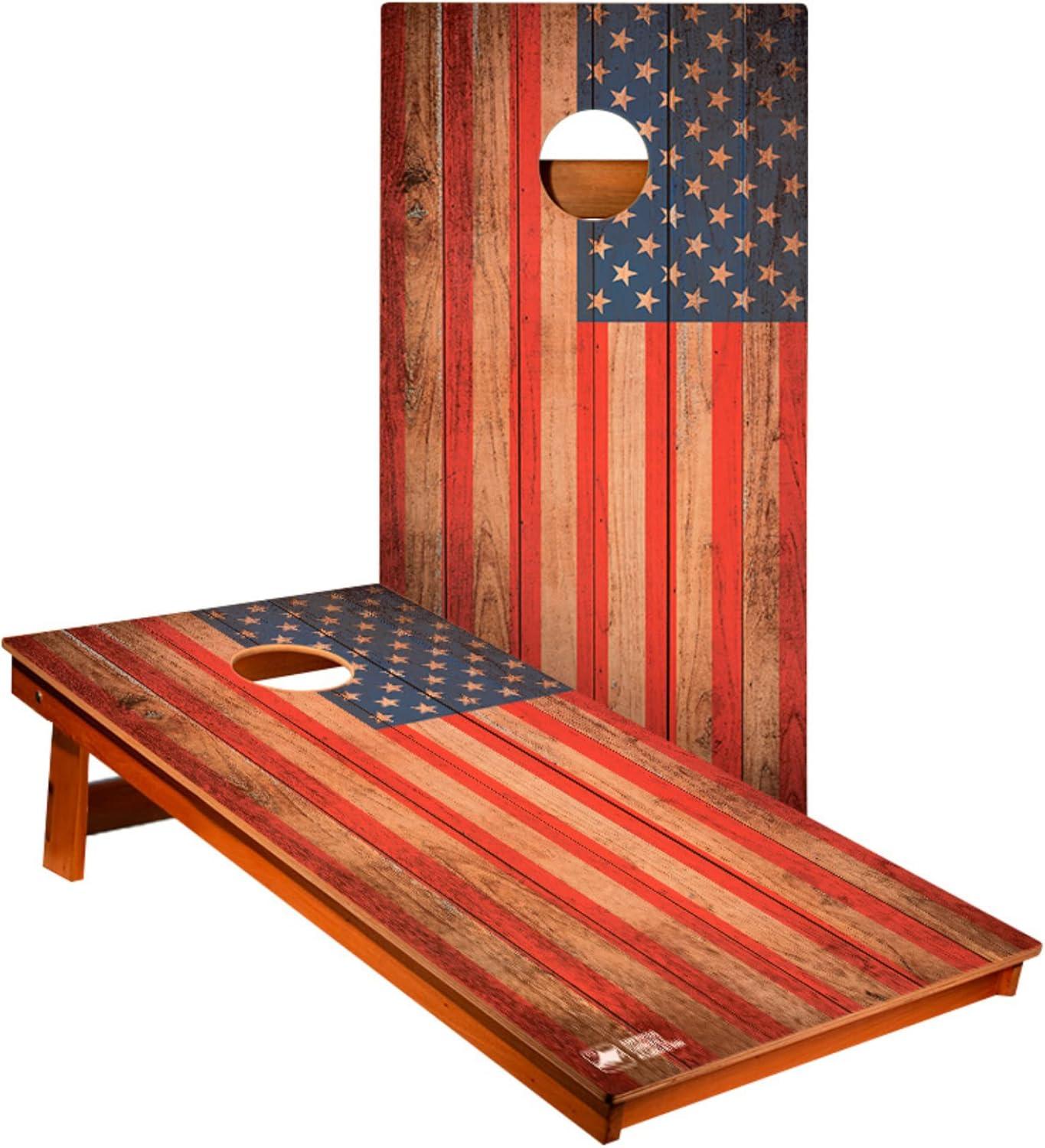 2x4 American Cornhole Association Backyard 2400 Distressed Wood Flag Recreational Cornhole Boards