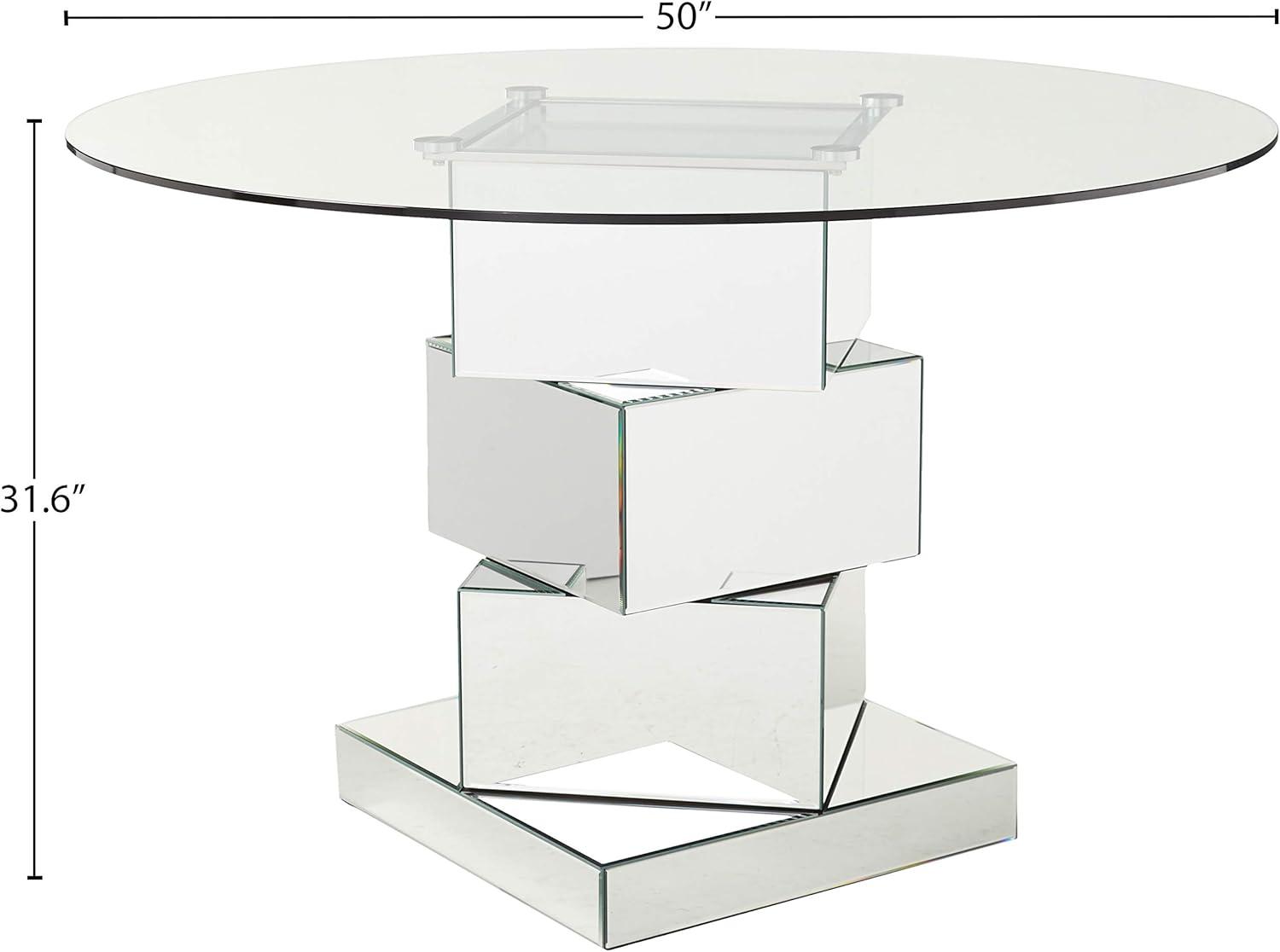 Meridian Furniture Haven Contemporary Glass Dining Table in Chrome