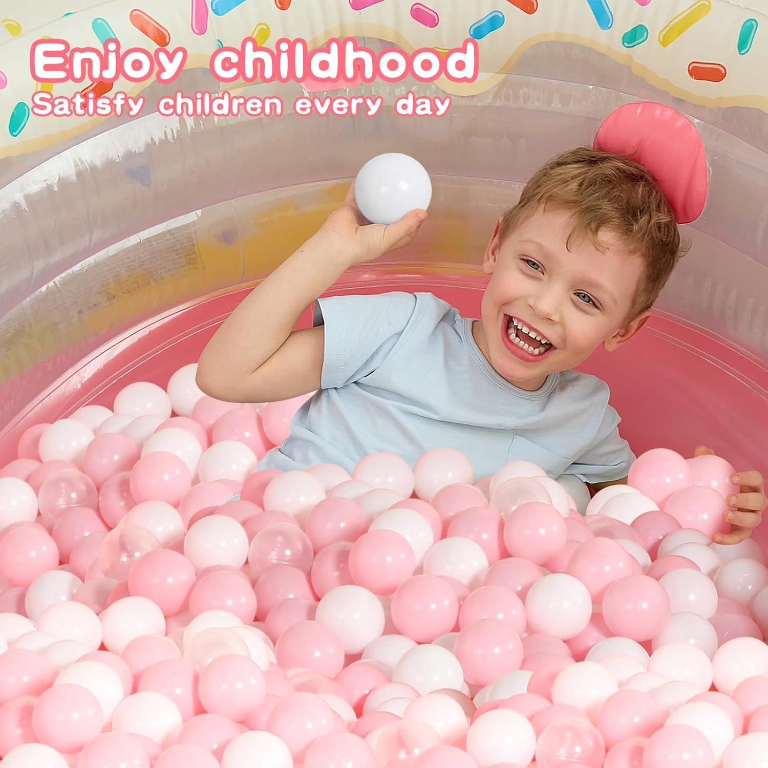 Anvazise 100Pcs Ball Pit Balls Thickened Eco-friendly Smooth Reusable Bite-resistant Hand-on Ability PE Material Macaron Color Pit Balls Kindergarten Toy