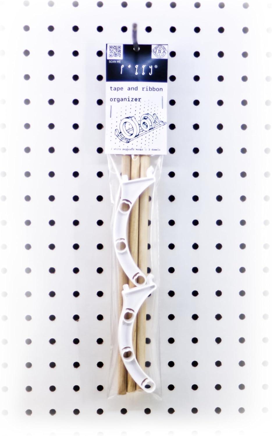 Peggy Pegboard Work Station Organizer – Hooks & Dowels for Tape, Ribbon, Wire, Crafts, Wine Rack White 1PK