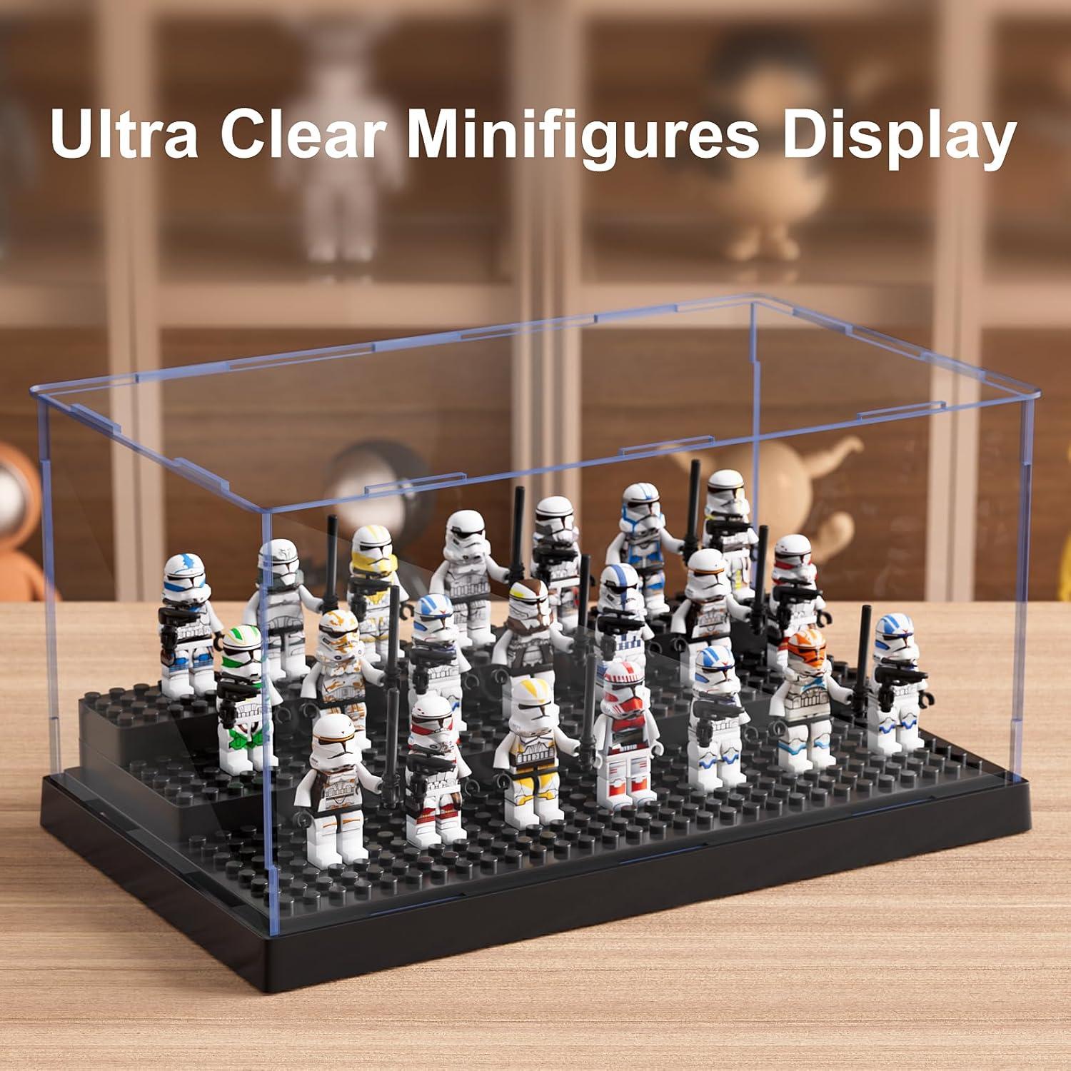Display Case for Minifigure Action Figures Blocks, Removable Acrylic Display Box Storage for Collection Bricks Blocks Toys Models Minifigures