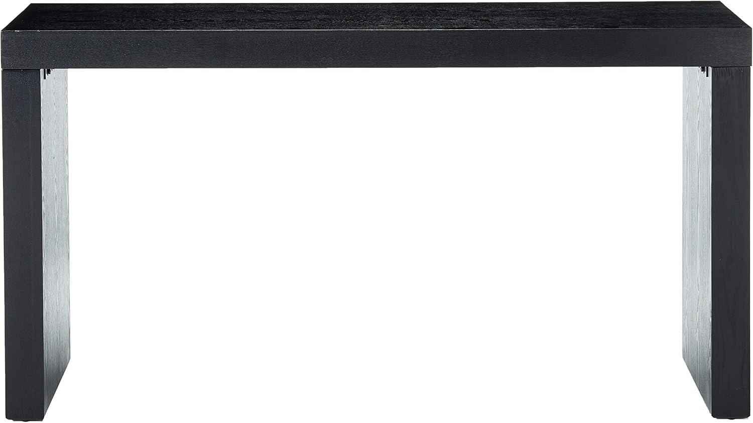 Sleek Ebony Black Wood Grain Rectangular Console Table