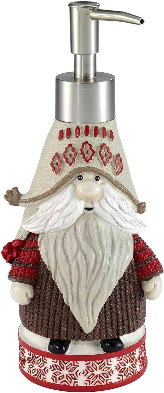 Avanti Linens Christmas Gnomes Lotion Dispenser & 2-Pack Fingertip Towel Set