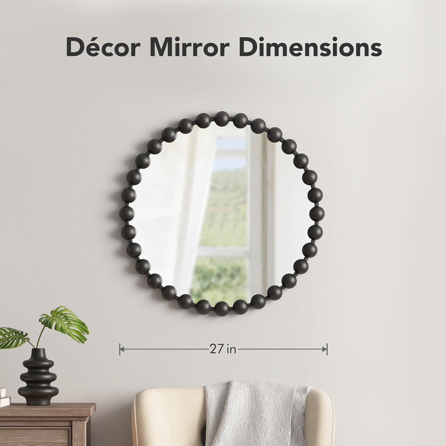 Marlowe Beaded Round Metal Wall Mirror