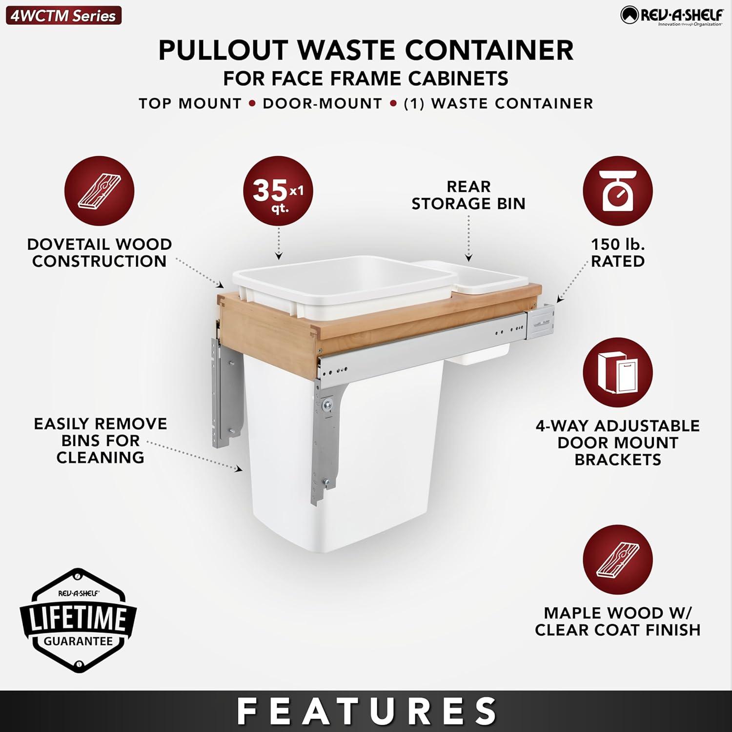 Rev-A-Shelf Rev-A-Shelf Single Pullout Top Mount Trash Can