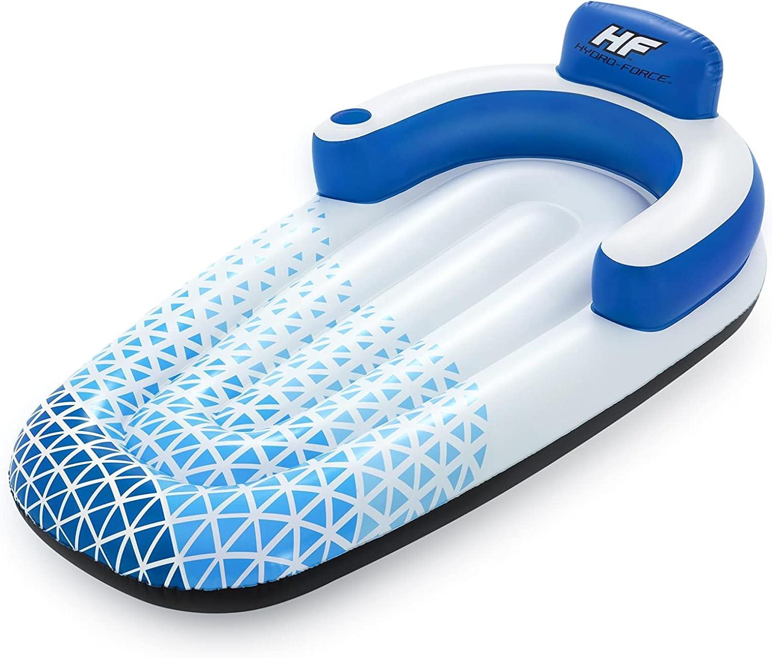 Bestway Bestway Hydro Force: Indigo Wave Pool Lounge 72" x 42"  - Inflatable Pool Accessory, Built-In Cupholder, Water Float