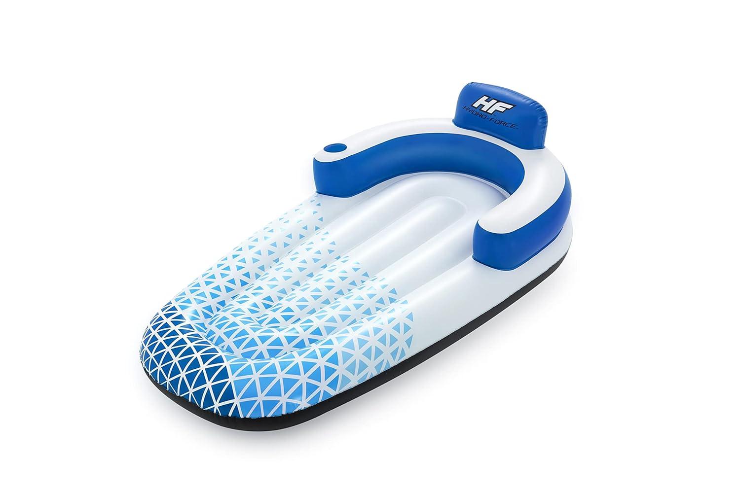 Bestway Bestway Hydro Force: Indigo Wave Pool Lounge 72" x 42"  - Inflatable Pool Accessory, Built-In Cupholder, Water Float
