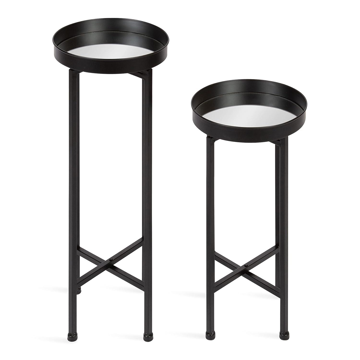 Kate and Laurel Celia Round Metal Nesting Table, 2 Piece, Black
