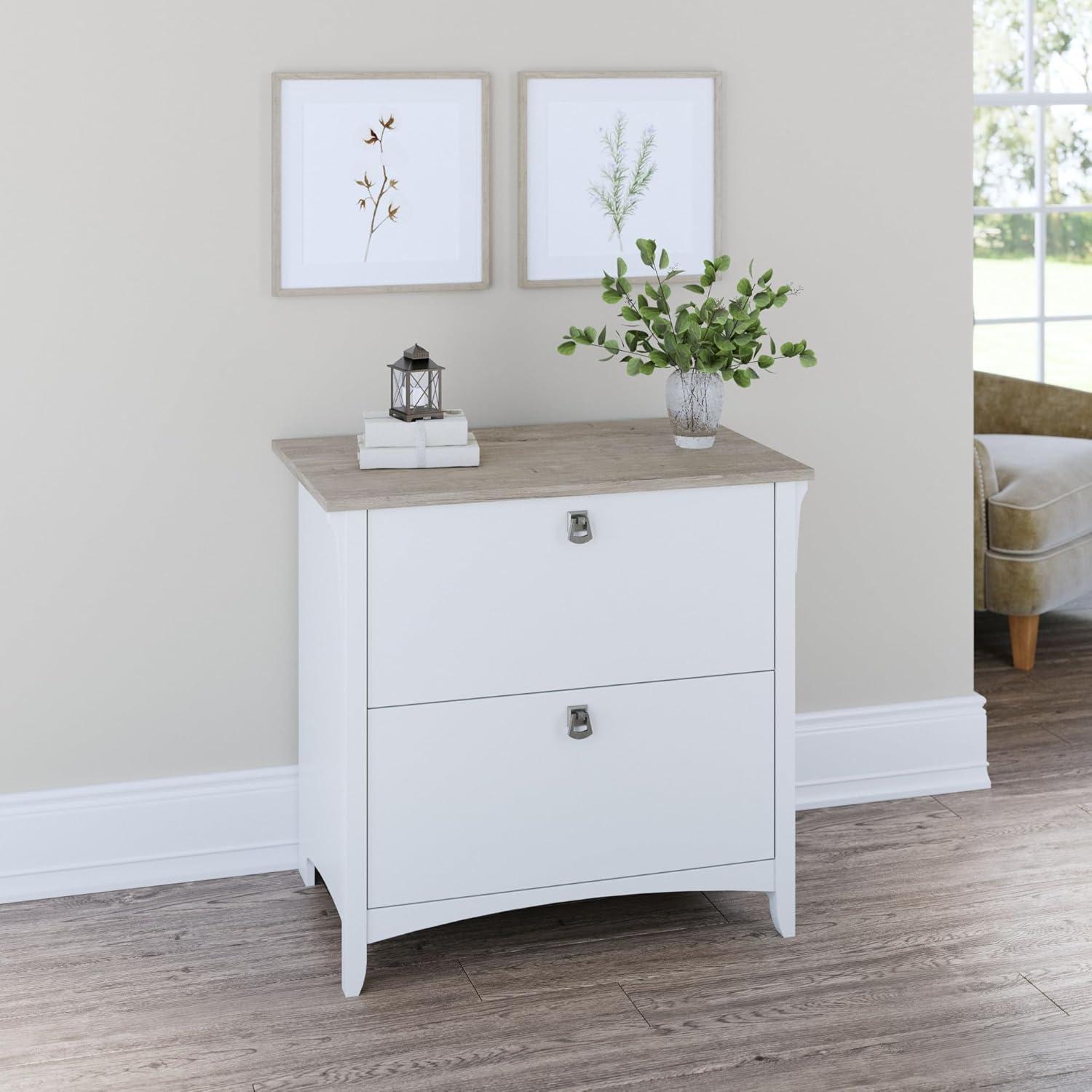 Bush Furniture Salinas Lateral File Cabinet, 2 Drawer, Shiplap Gray & Pure White