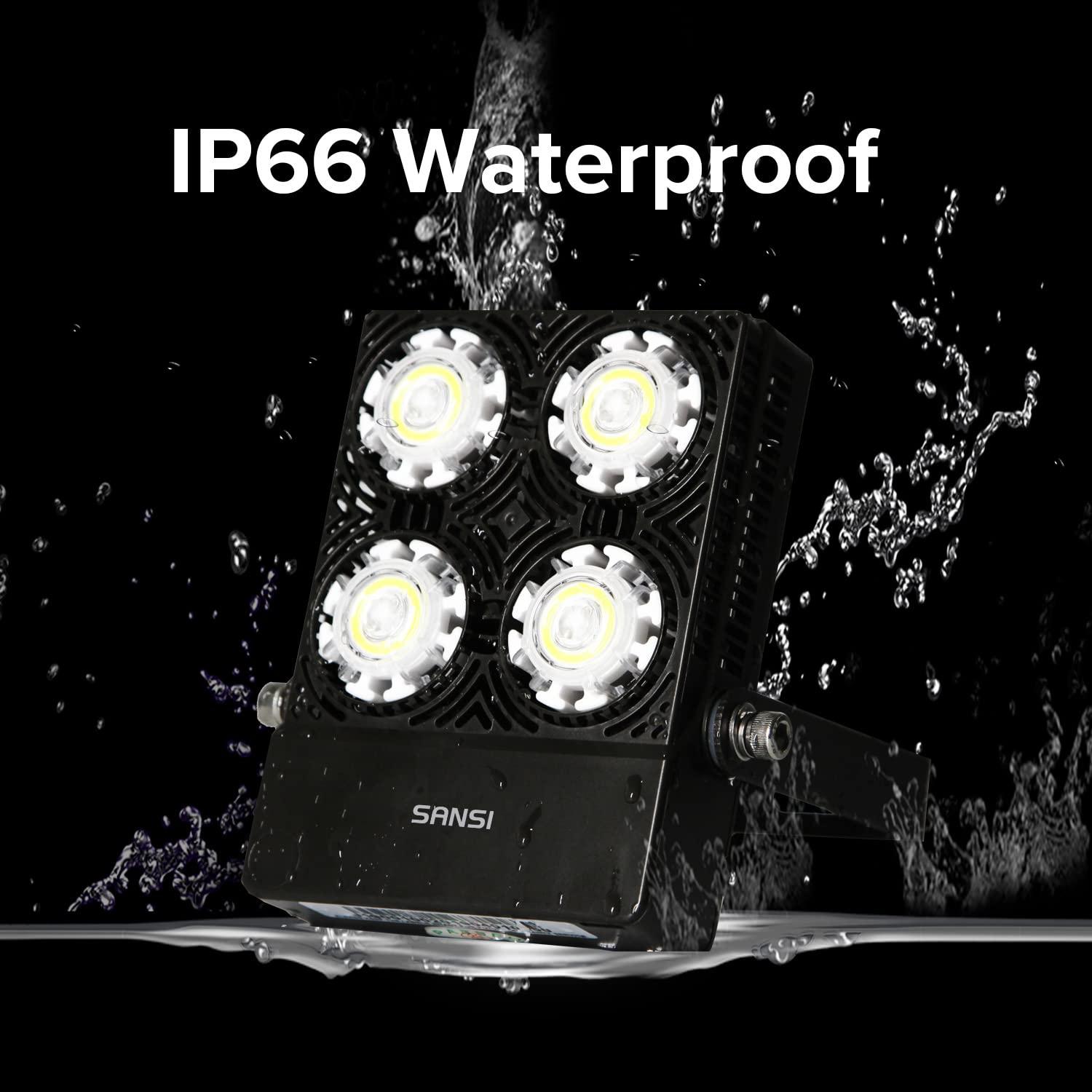 30W Outdoor LED Flood Light, 200W Equiv. 3000lm Super Bright Outdoor Security Light with Switch, IP66 Waterproof, 5700K Daylight White, Landscape Floodlight with Plug for Backyard, Garden, Warehouse