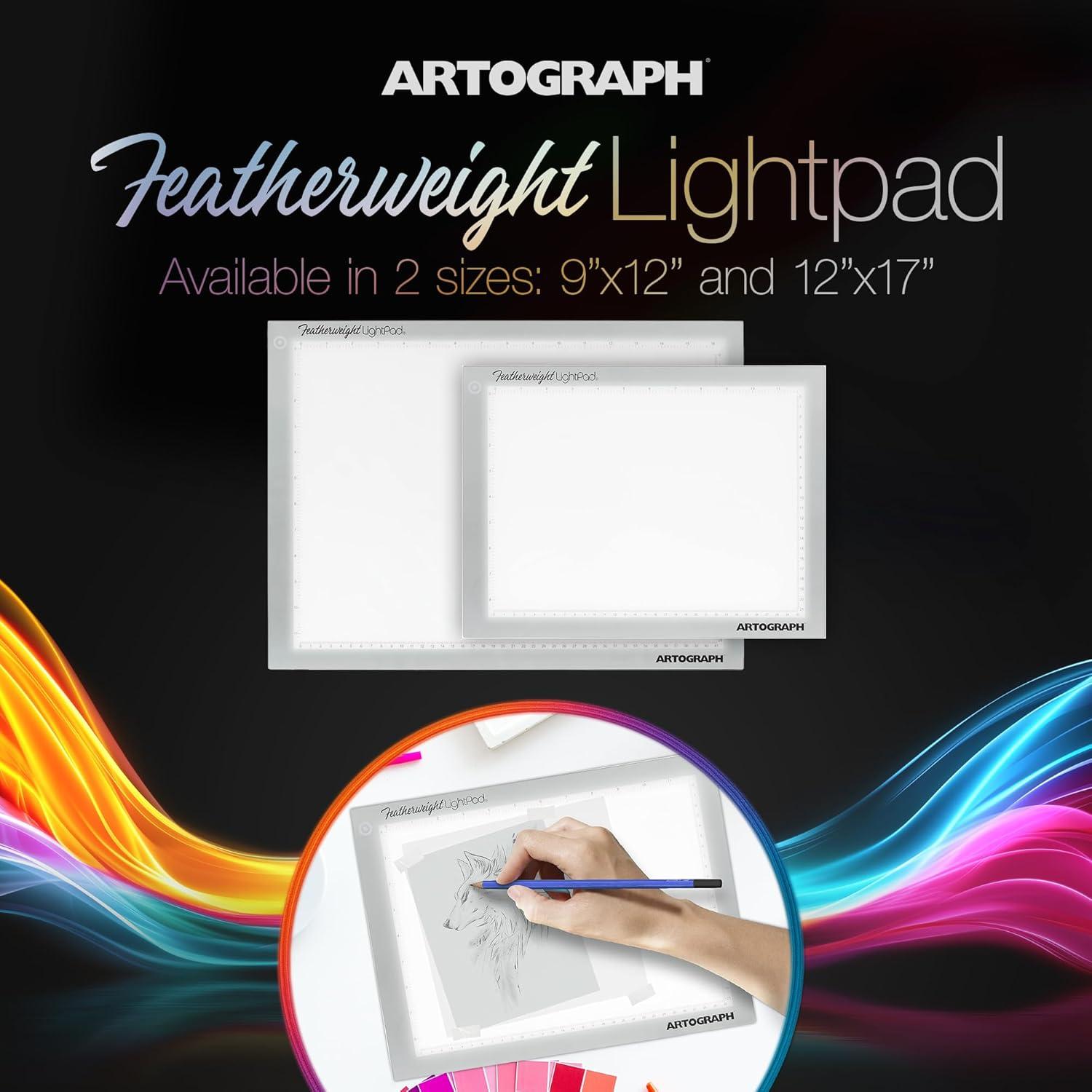 Artograph Featherweight Ultra Thin Lightpad, 12" x 17" Dimmable Slim LED Lightbox Drawing Board for Tracing, Crafting, and Drafting