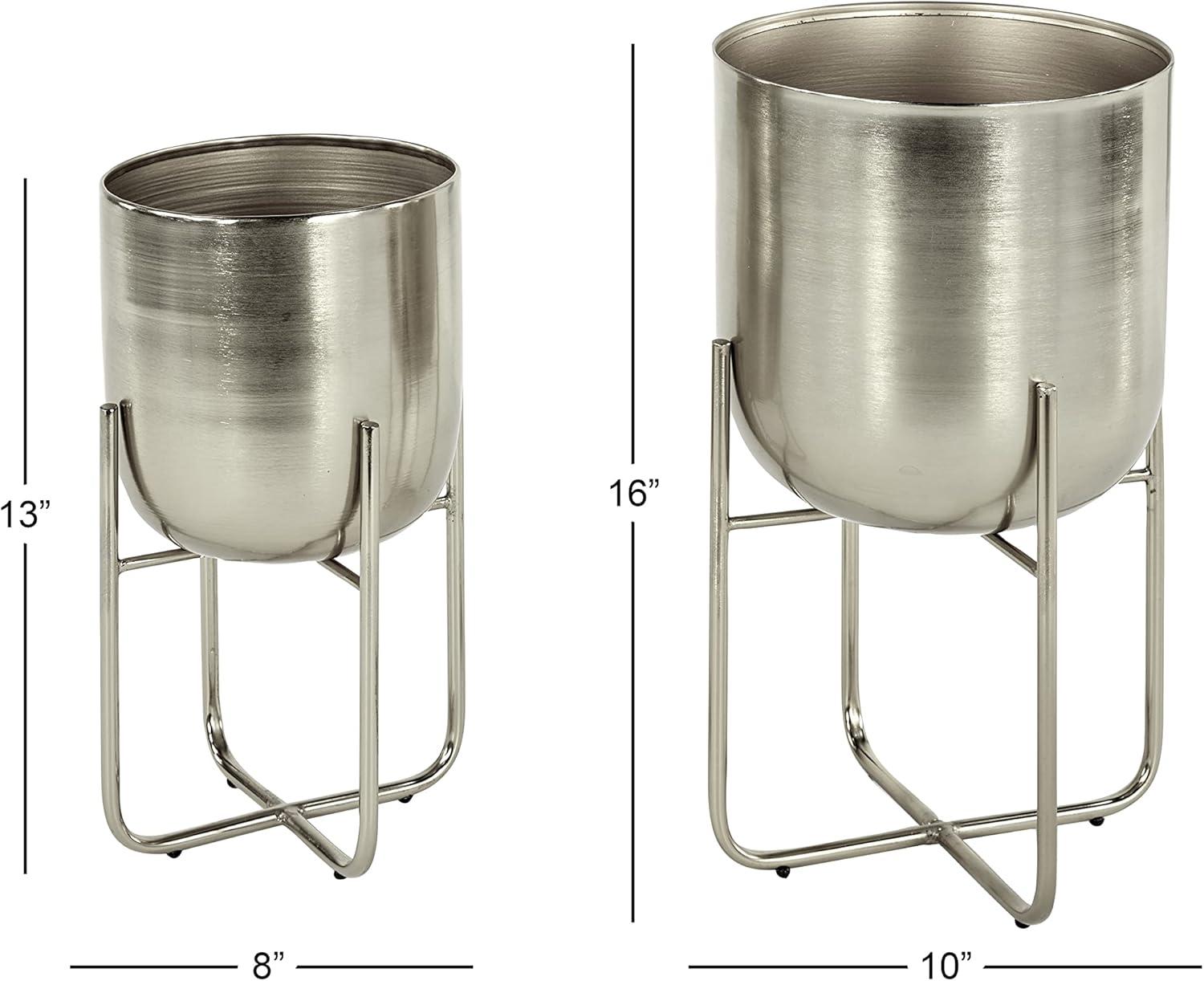 Set of 3 Contemporary Metal Planters in Stands - Olivia & May