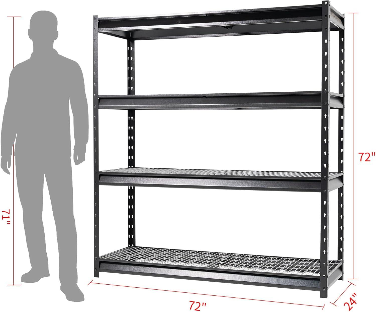 Atlas 72" Black Metal Heavy Duty Adjustable Garage Shelving