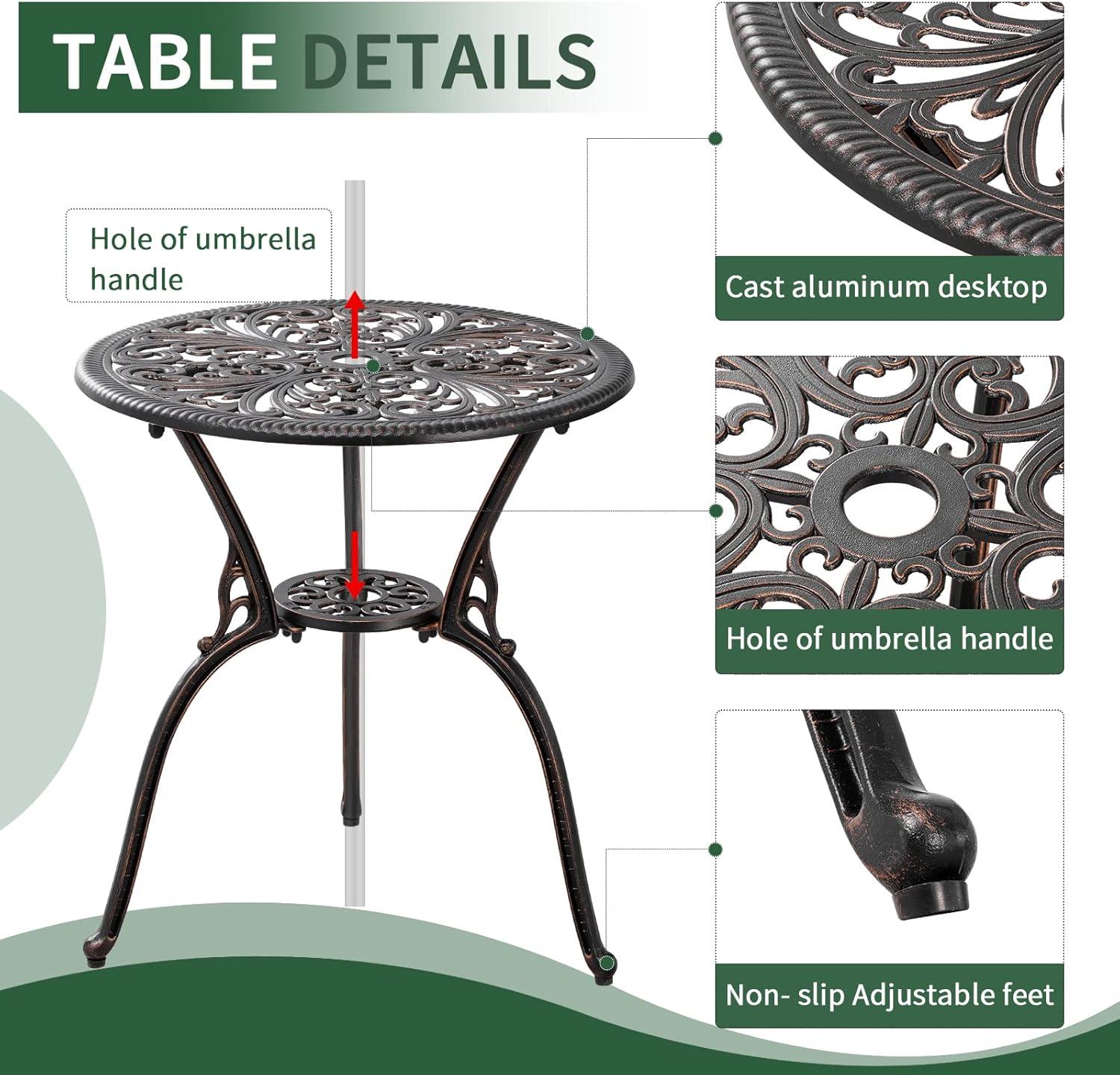 Butterfly Black Cast Aluminum 3-Piece Patio Bistro Set