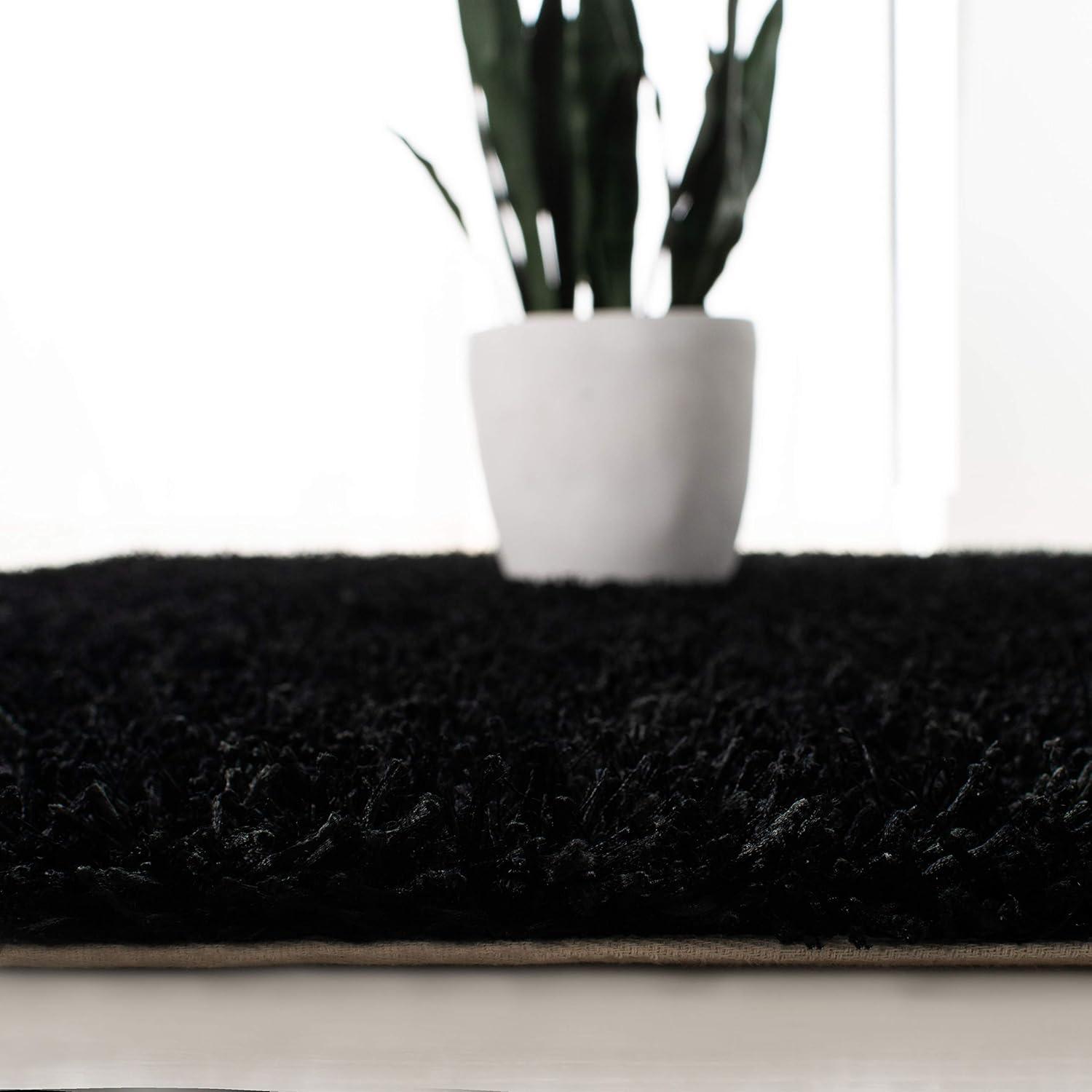 SAFAVIEH New Orleans Darius Solid Polyester Shag Area Rug, Chocolate, 5' x 8'