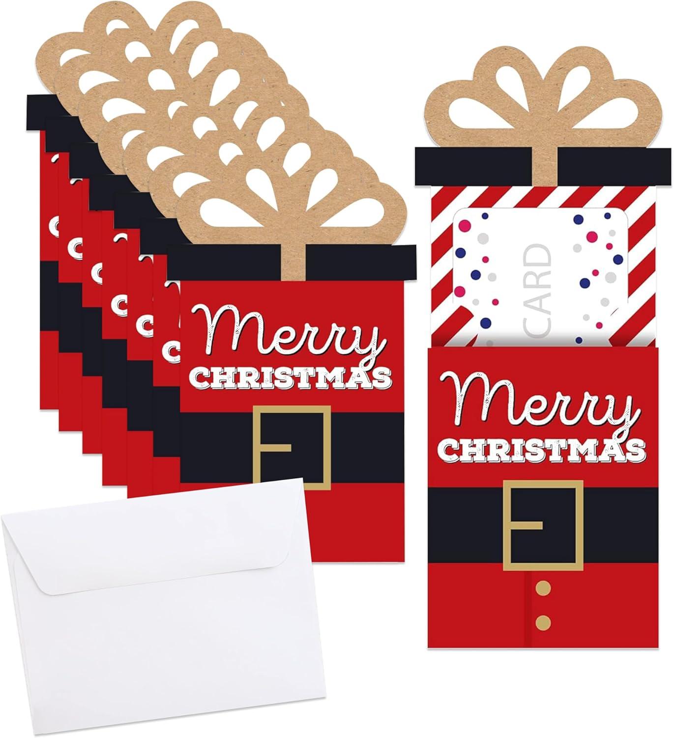 Big Dot of Happiness Jolly Santa Claus - Christmas Party Money and Gift Card Sleeves - Nifty Gifty Card Holders - 8 Ct