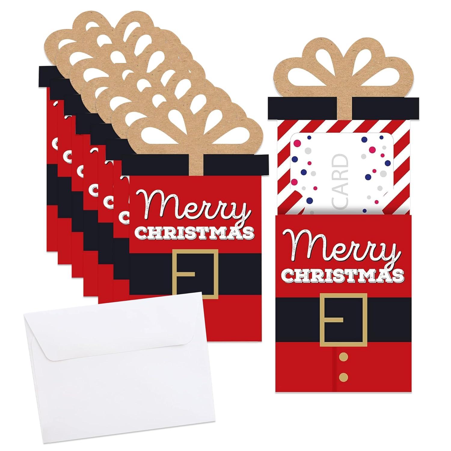 Big Dot of Happiness Jolly Santa Claus - Christmas Party Money and Gift Card Sleeves - Nifty Gifty Card Holders - 8 Ct