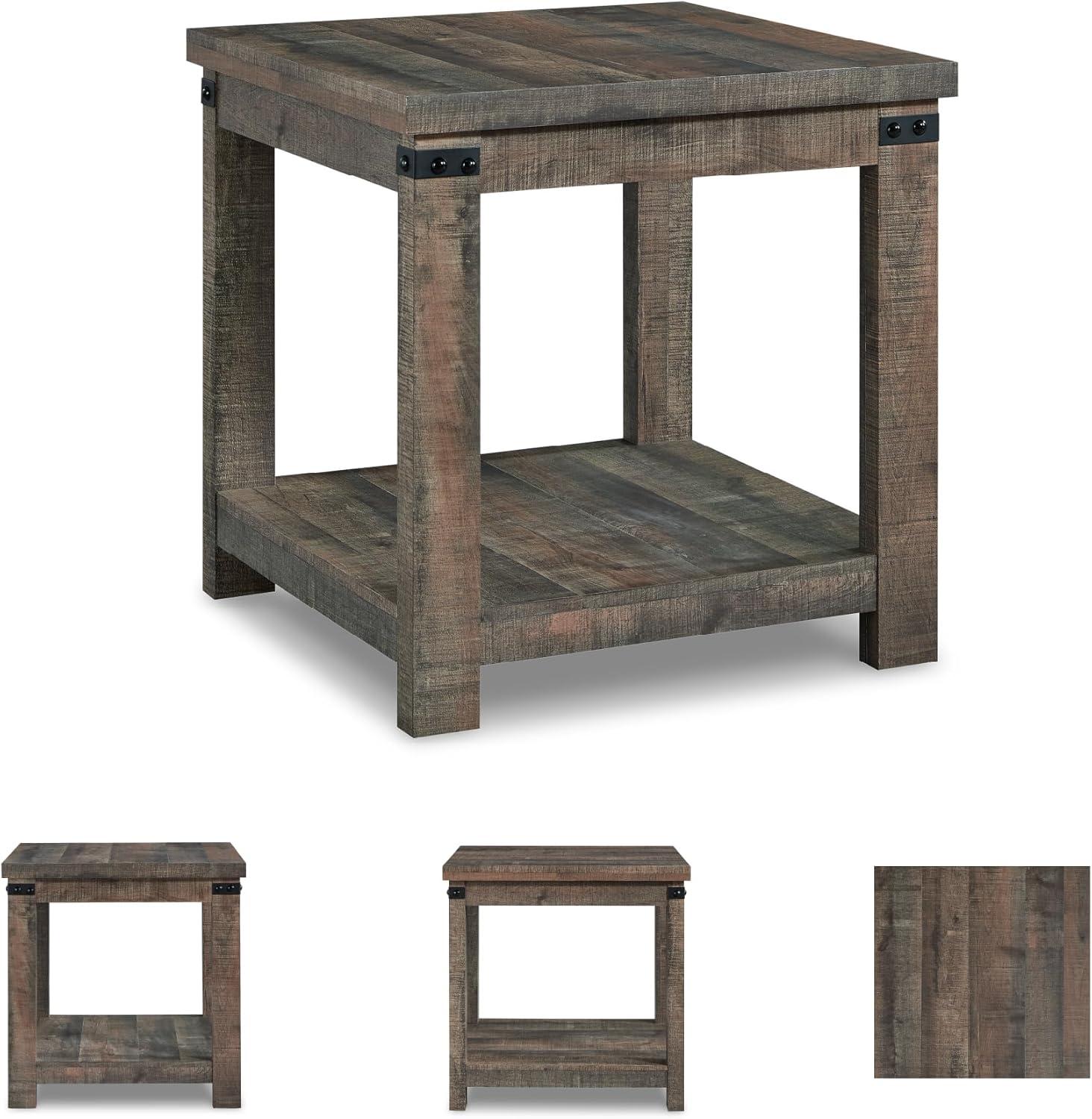 Signature Design by Ashley Casual Hollum End Table, Rustic Brown