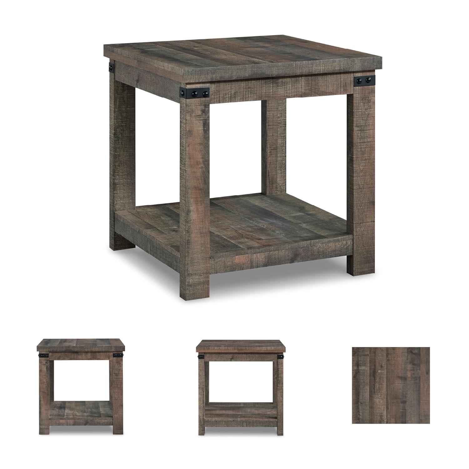 Signature Design by Ashley Casual Hollum End Table, Rustic Brown