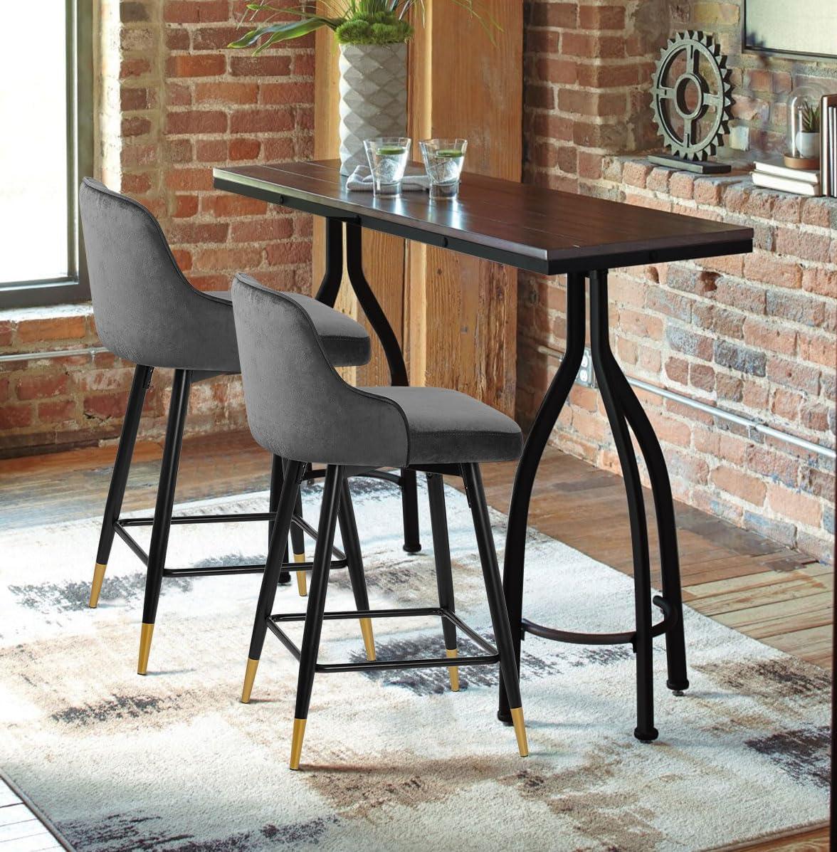 Everly Quinn Swivel Velvet Upholstered Counter & Bar Stool (Set of 2)