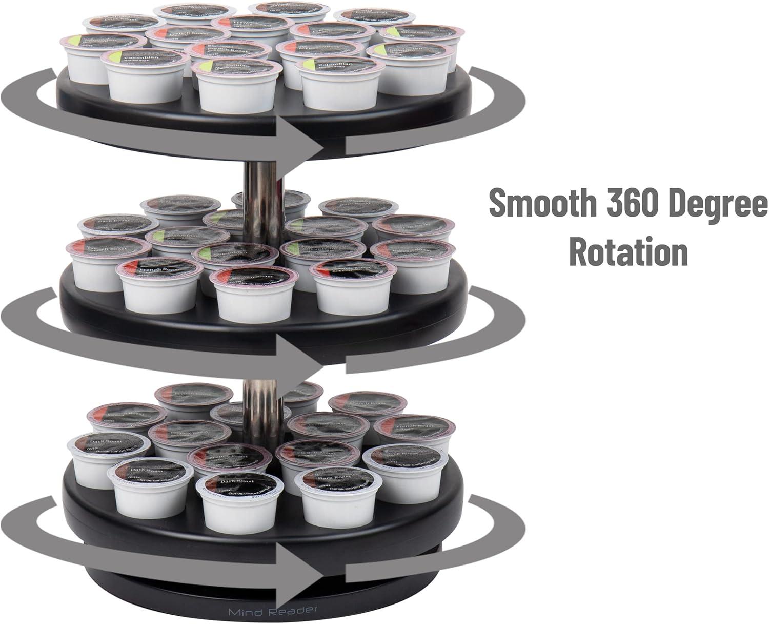 Mind Reader Single Serve Coffee Pod Carousel, 45 Pod Capacity, 9.5"L x 9.5"W x 11.75"H, Black