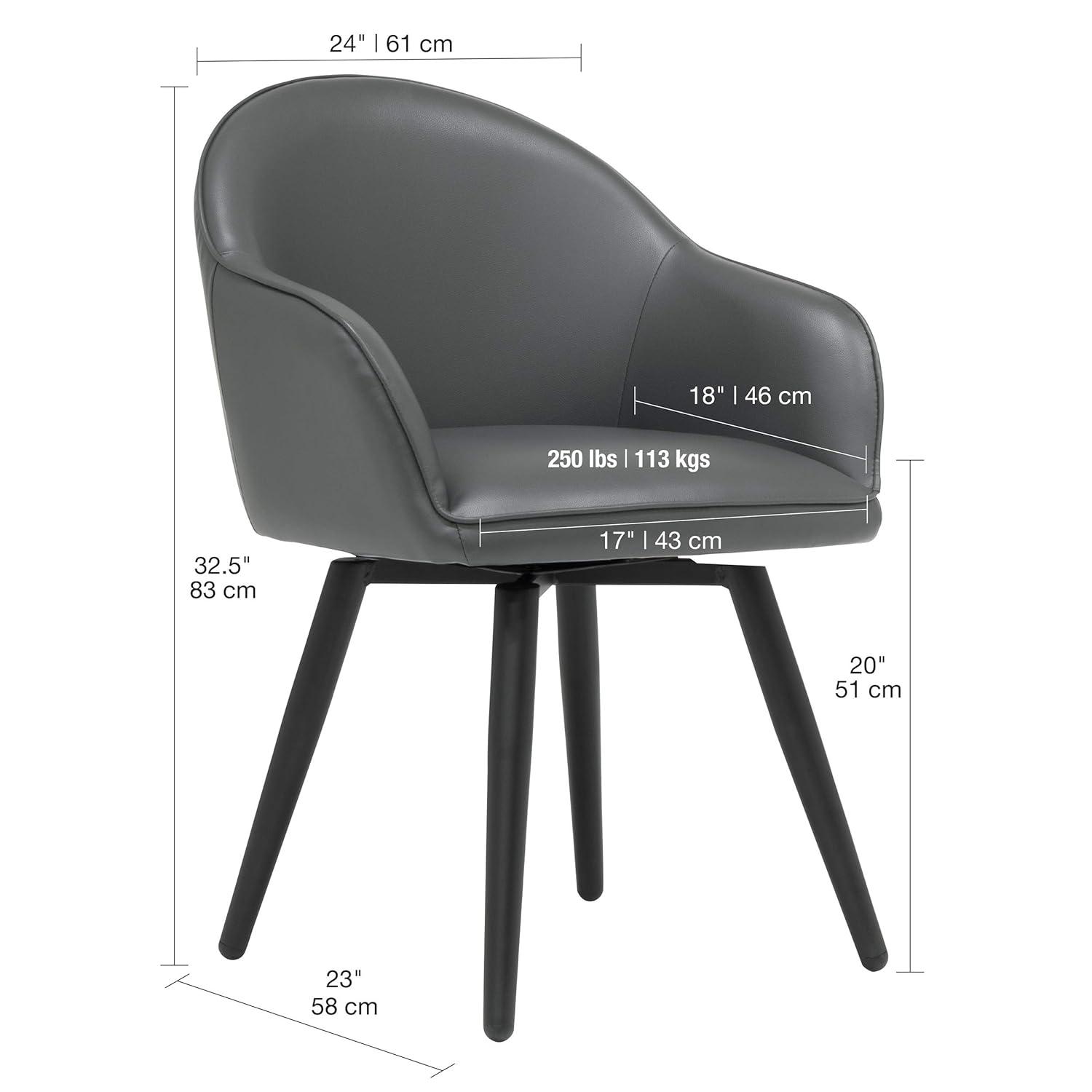 Dome Swivel Office/Dining/Guest Accent Chair with Arms Blended Leather Smoke Gray - Studio Designs Home: Metal Frame, Bonded Leather Upholstery