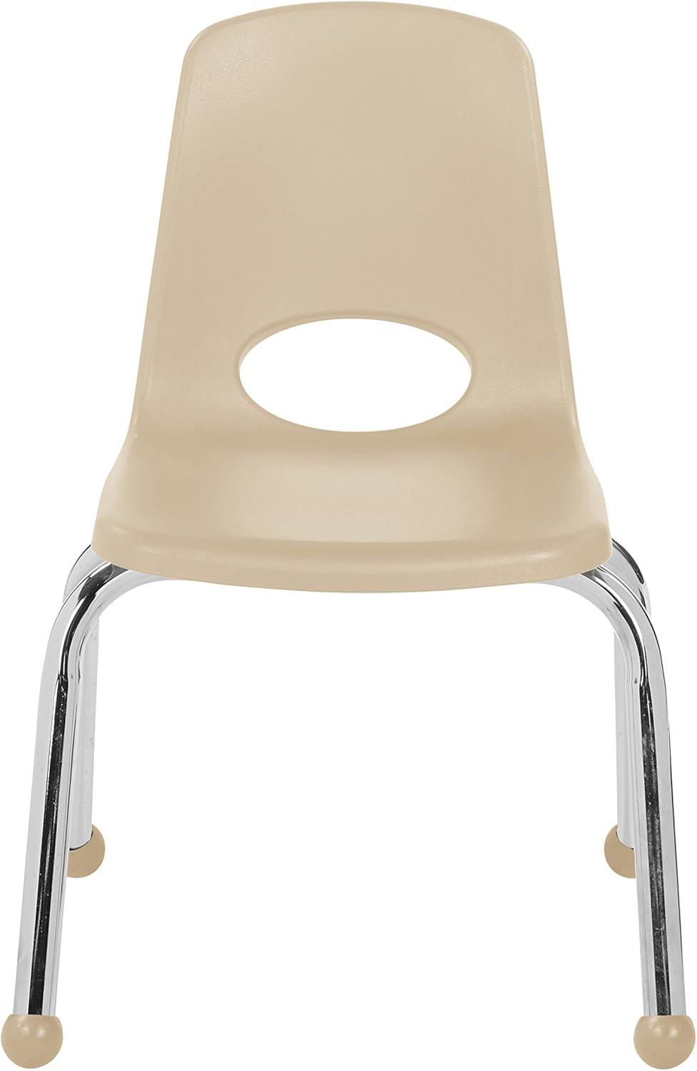 Sand Beige 12" Stackable School Chairs with Chromed Steel Legs - 6 Pack