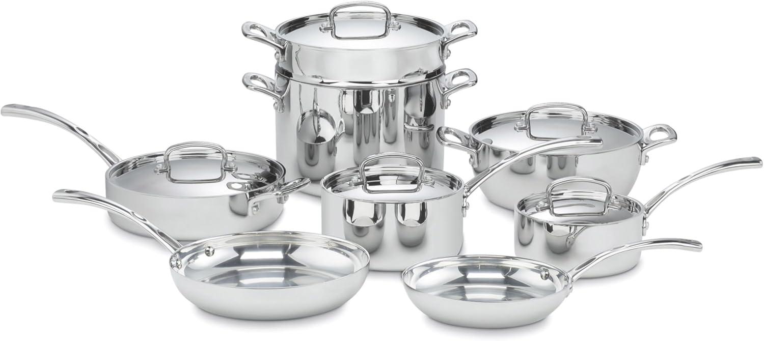 Cuisinart French Classic 13pc Stainless Steel Tri-Ply Cookware Set - FCT-13: Kitchen Pan Set, Gas & Electric Compatible