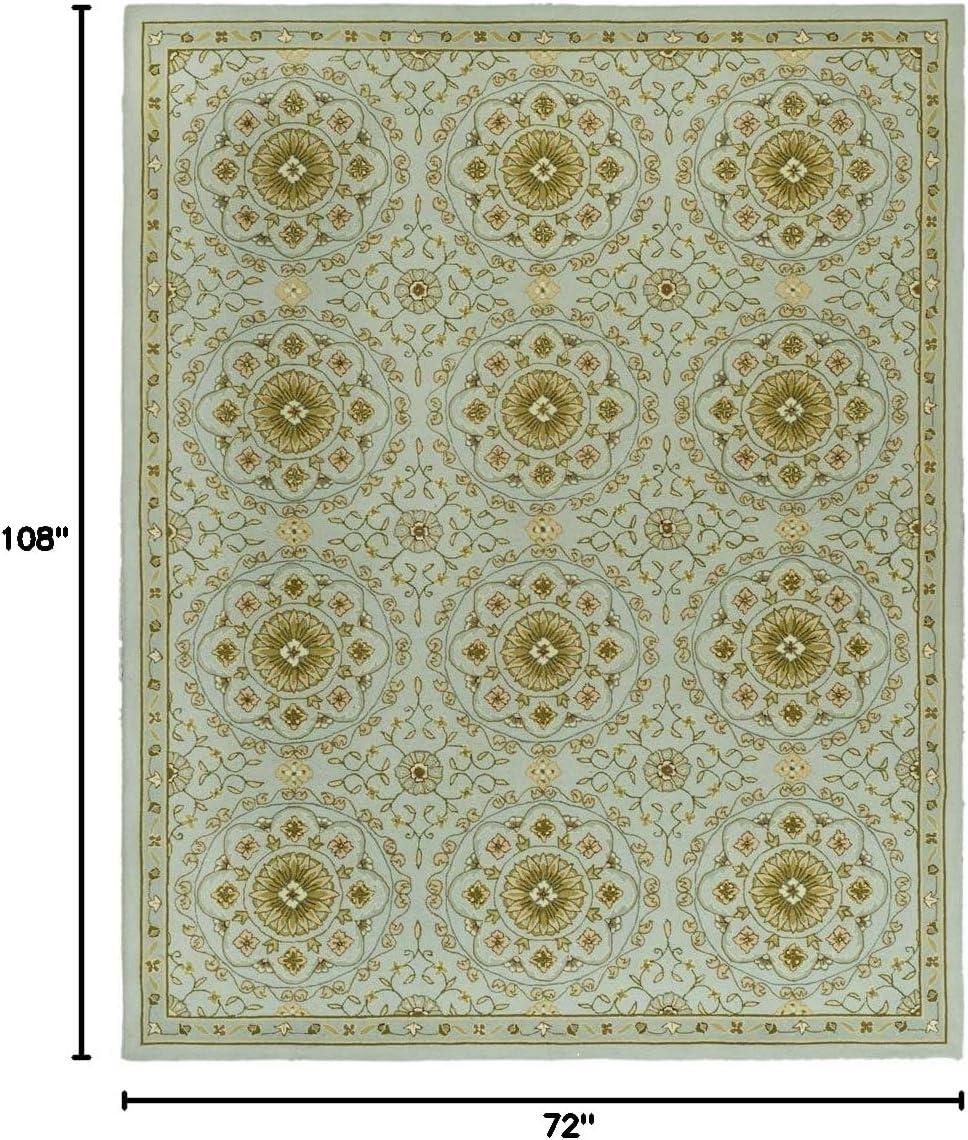 SAFAVIEH Chelsea Janella Geometric Borders Wool Area Rug, Teal/Green, 6' x 9'